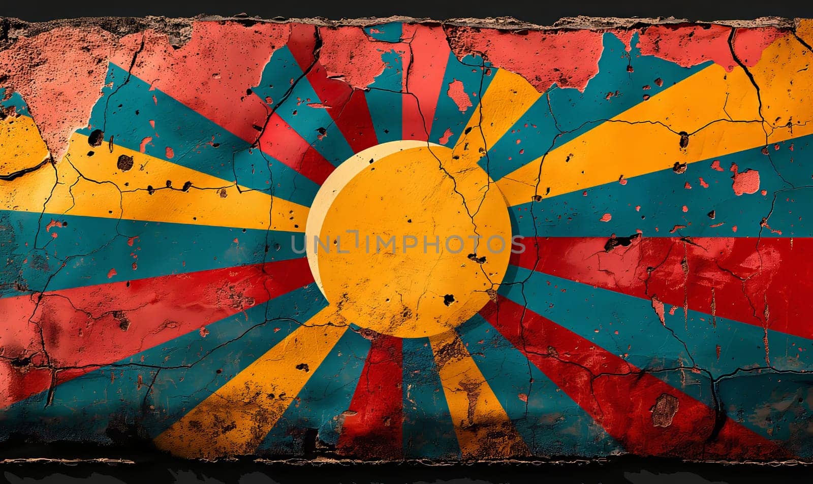 Vintage colored background with the image of the sun. Selective soft focus.