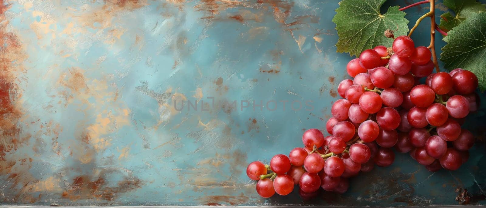 Branch of grapes on vintage background. by Fischeron