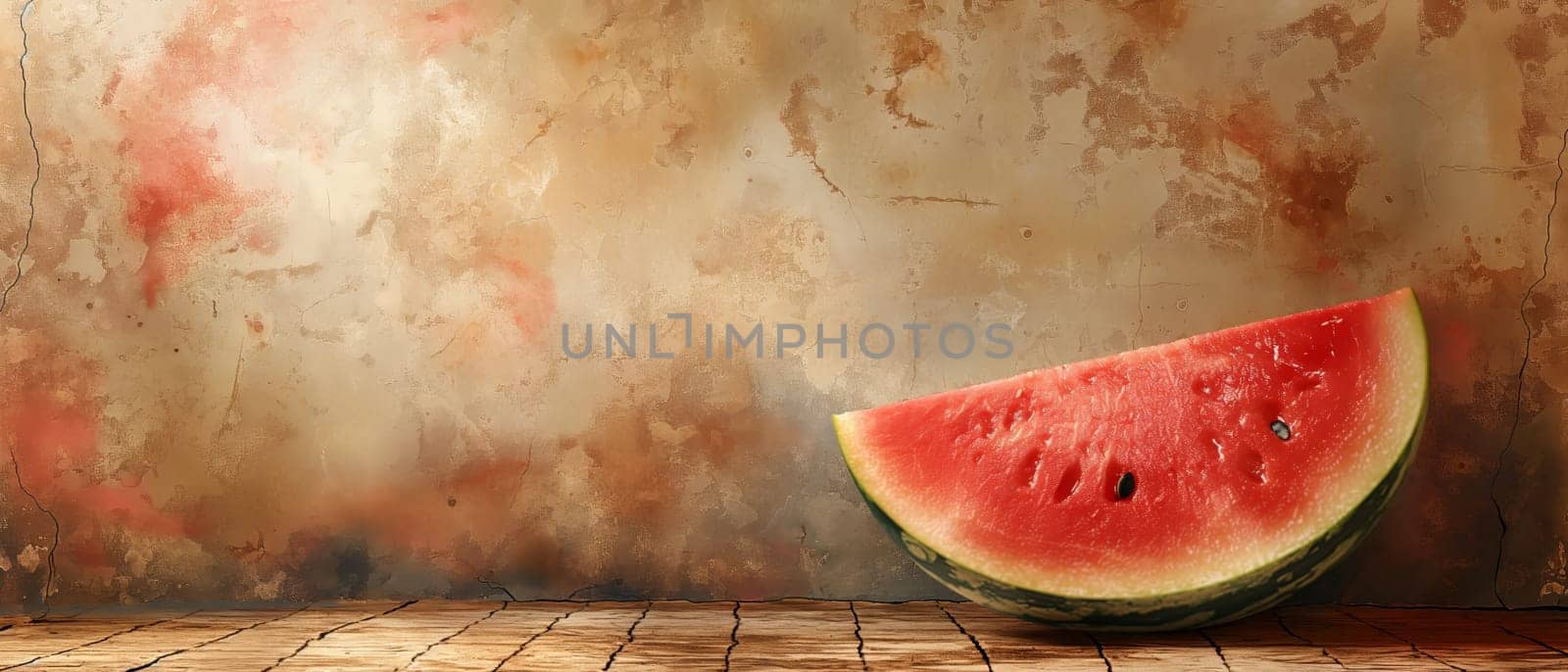 Ripe juicy watermelon on a texture background. by Fischeron