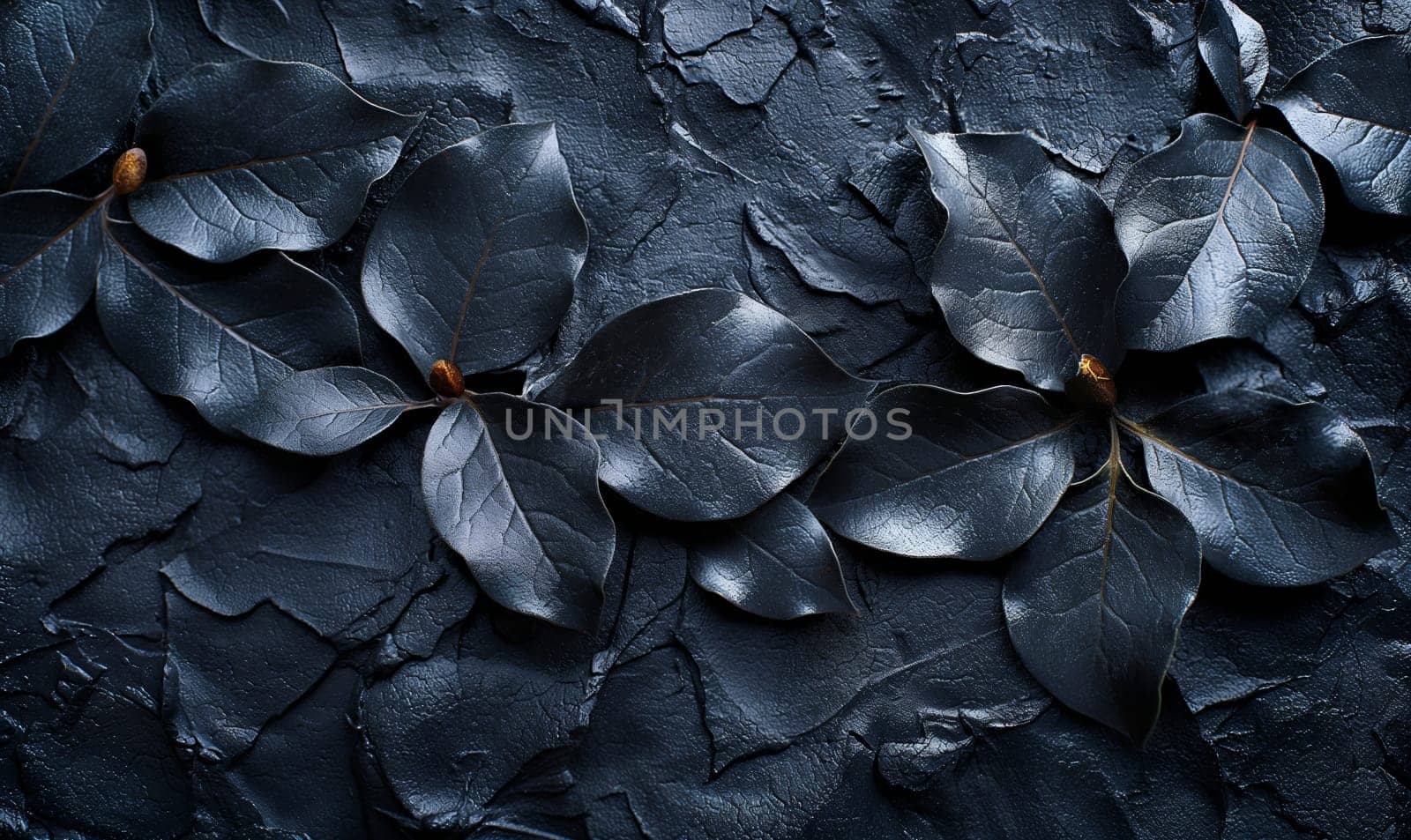 Texture background with black leaves full frame. by Fischeron