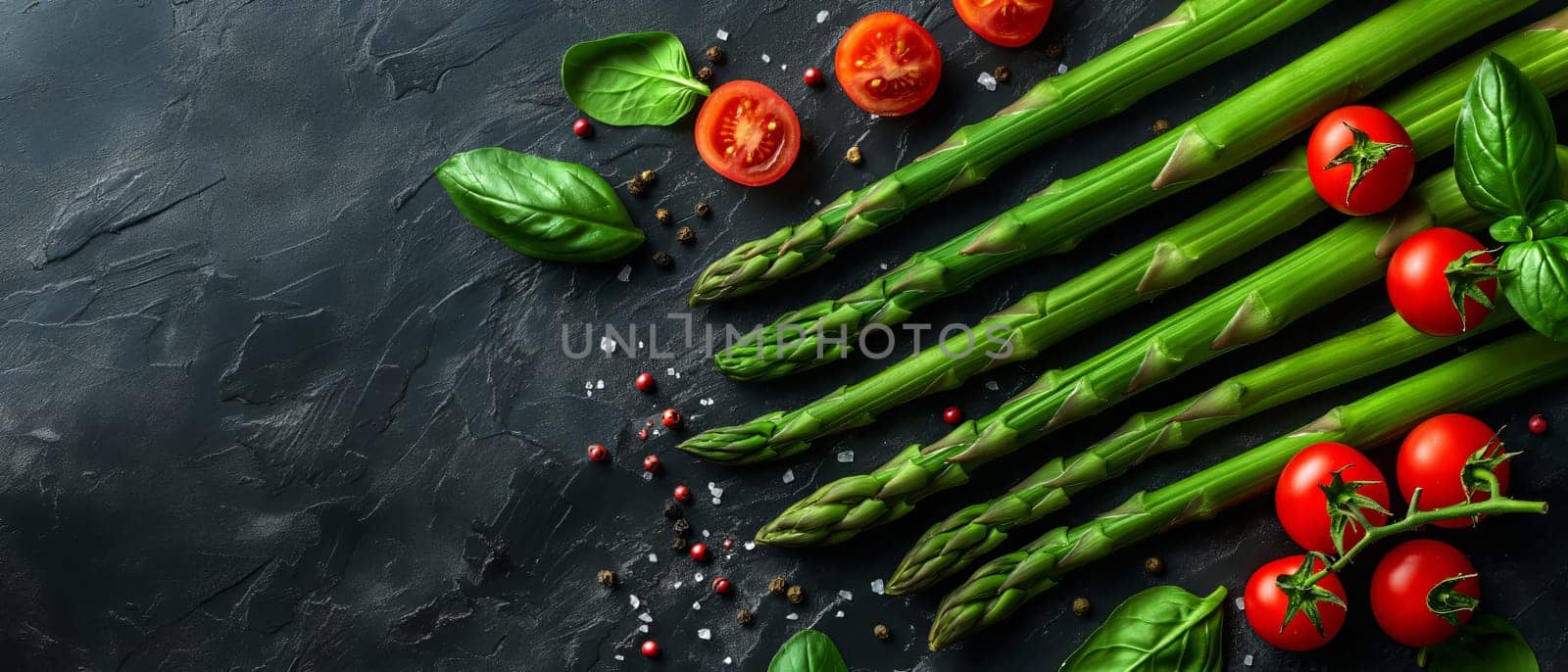 Green asparagus on an abstract background. by Fischeron