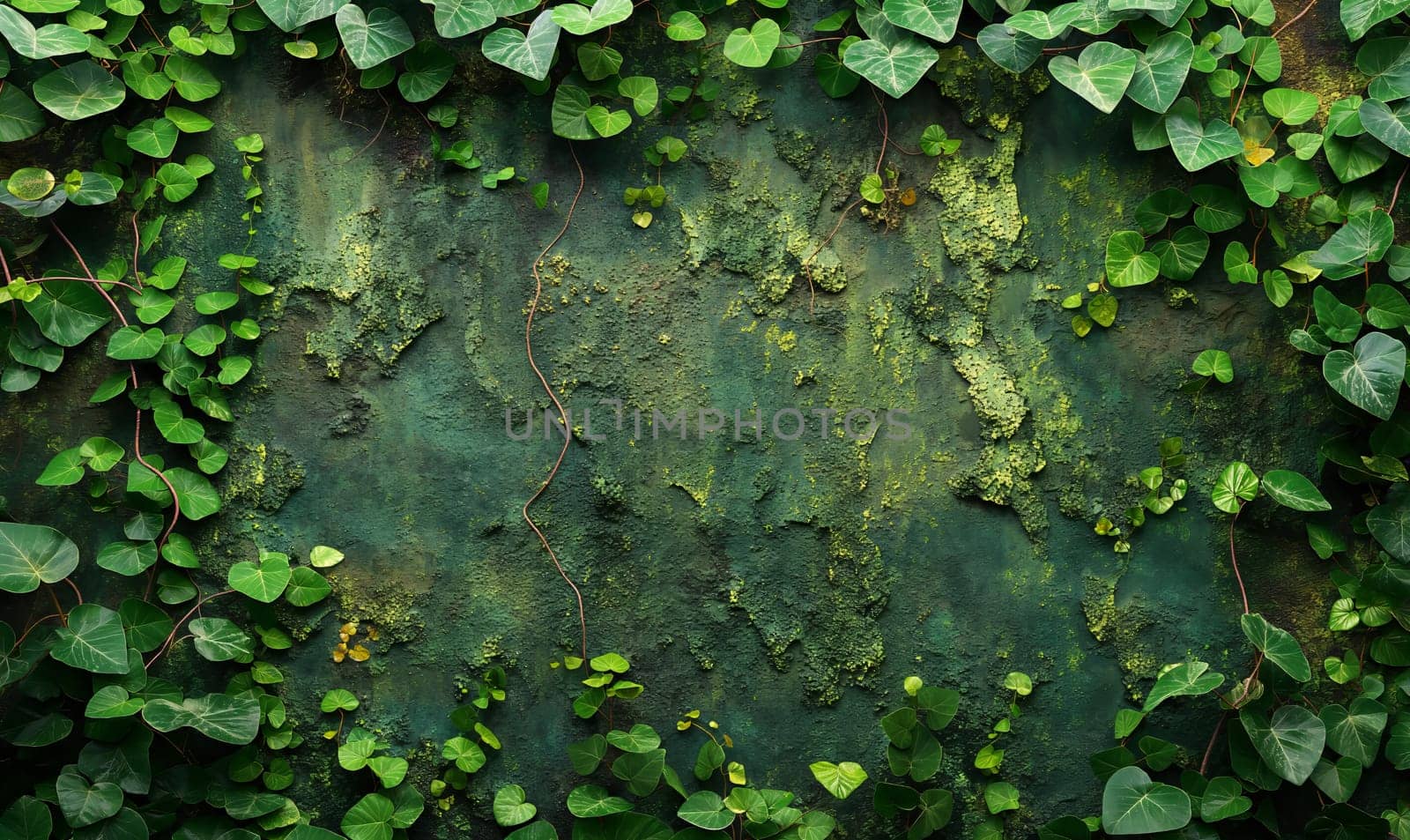 Green texture background with green leaves. Selective soft focus.