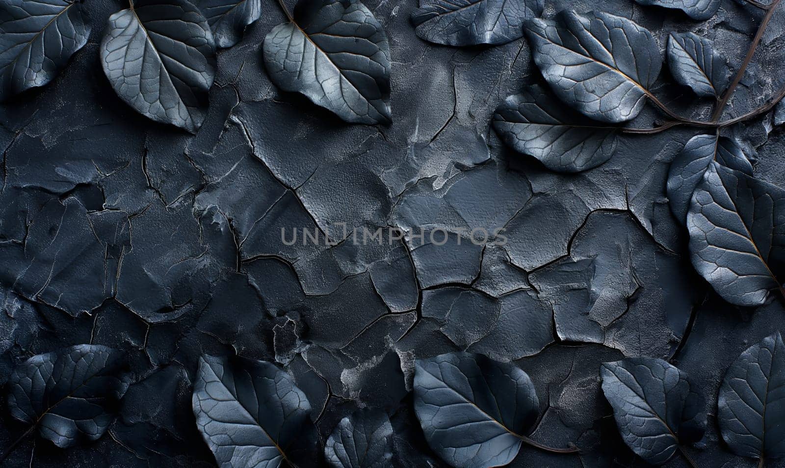 Texture background with black leaves full frame. by Fischeron