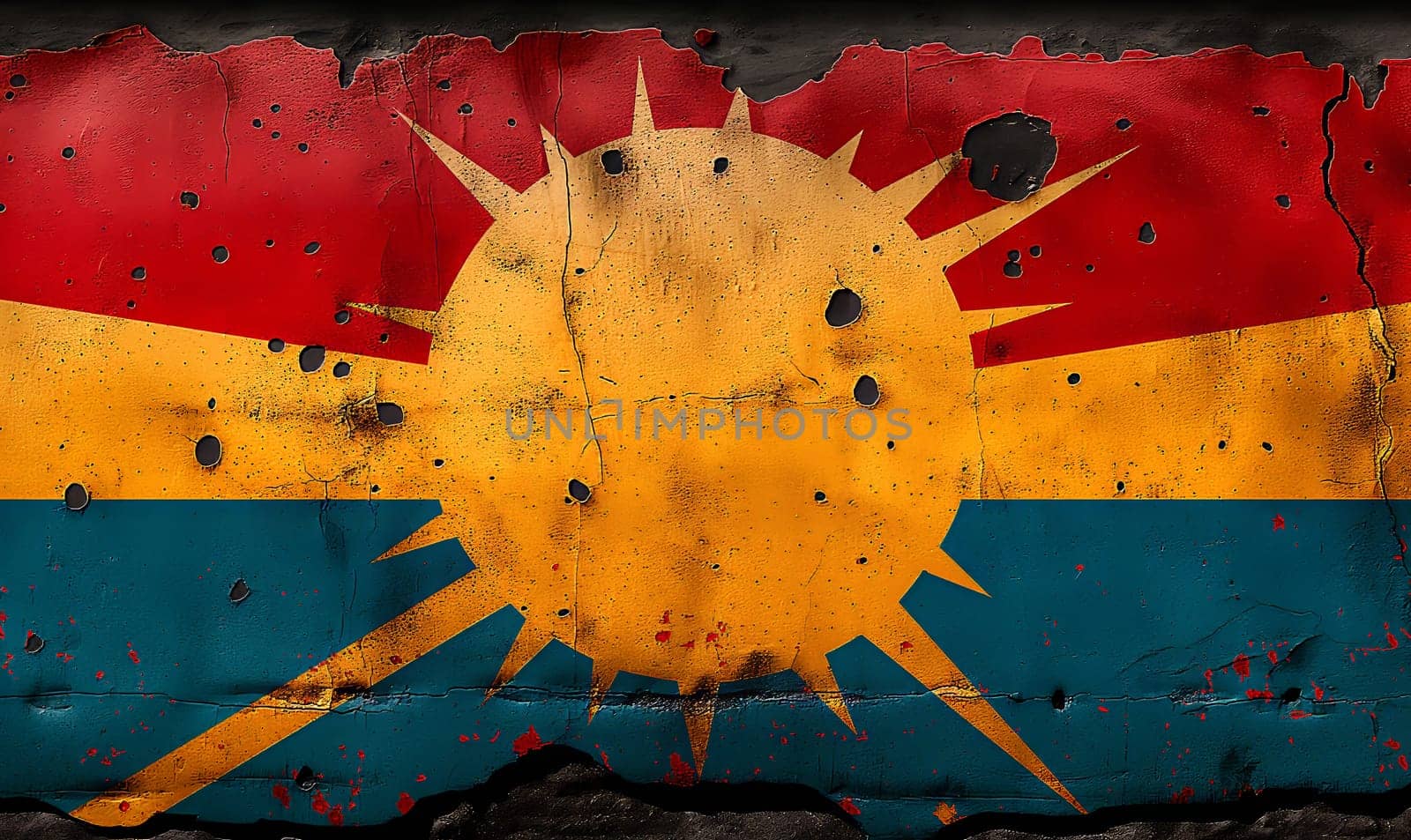 Vintage colored background with the image of the sun. by Fischeron