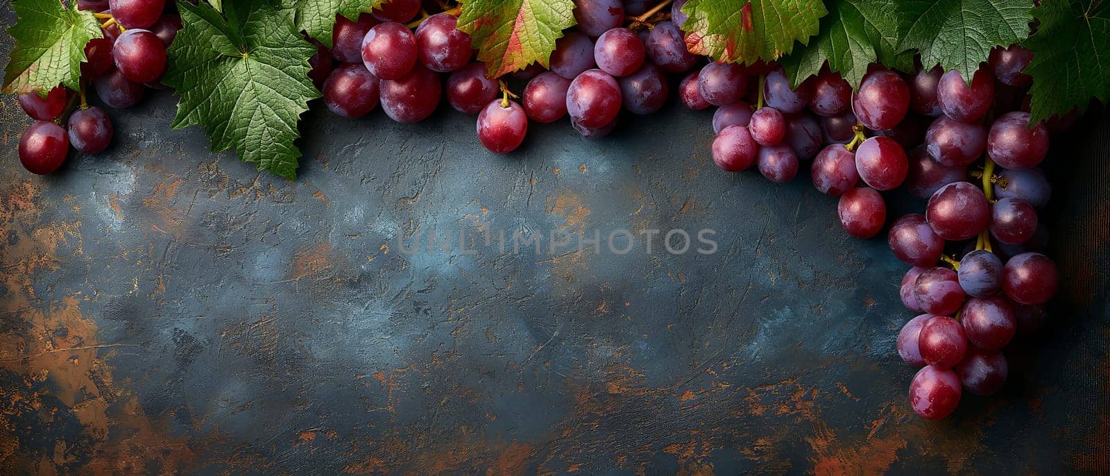 Branch of grapes on vintage background. by Fischeron
