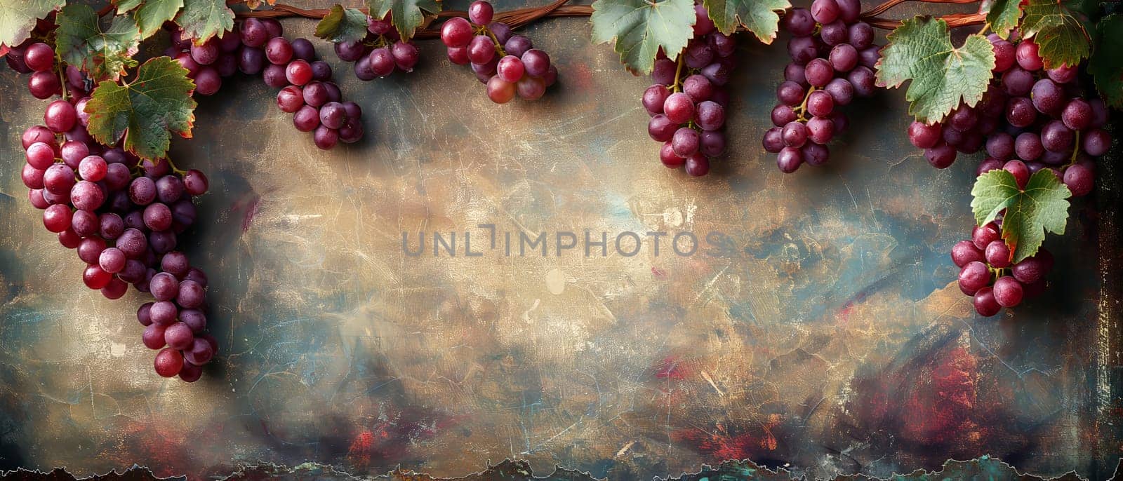 Branch of grapes on vintage background. Selective soft focus.