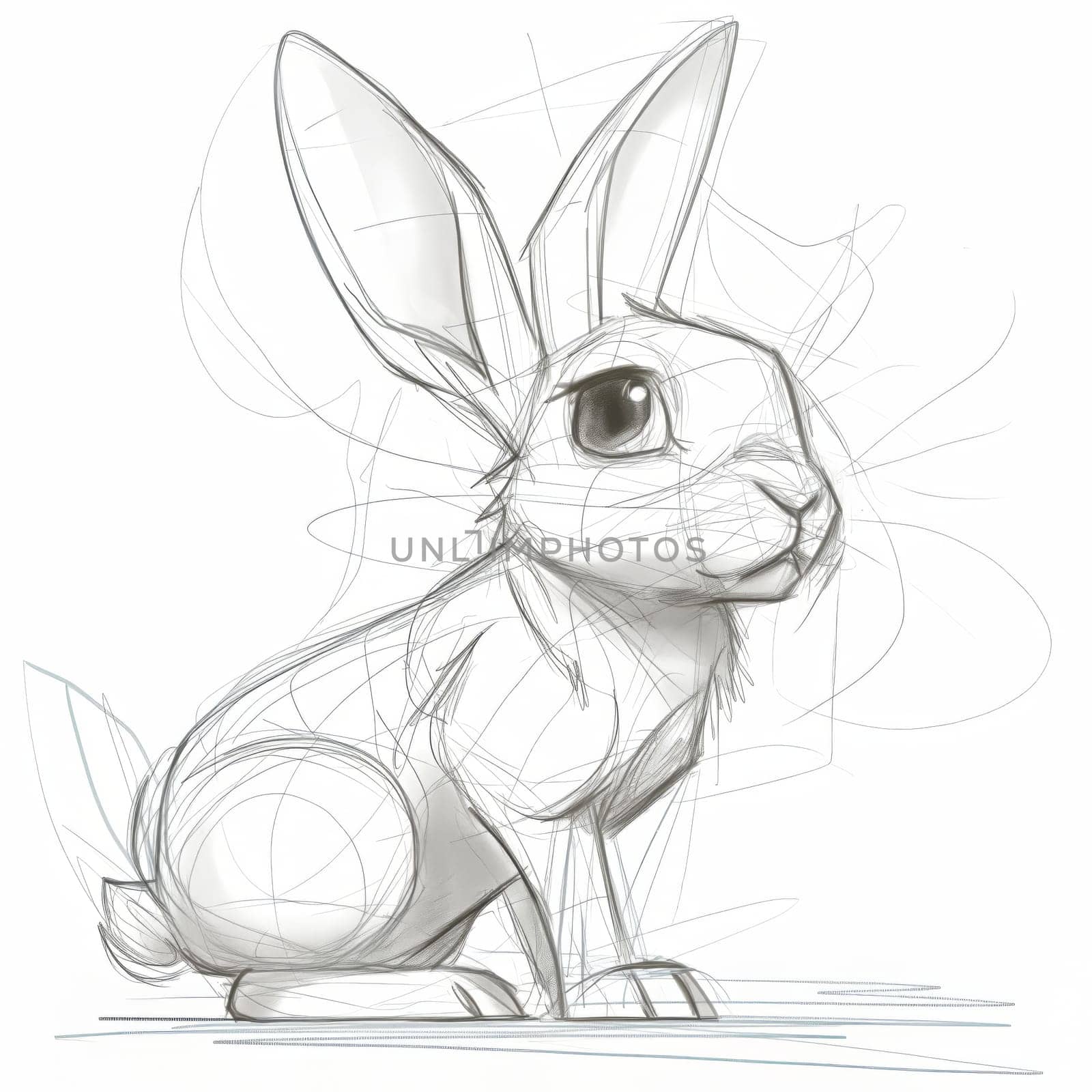 Sketch of a rabbit on a white background. by Fischeron