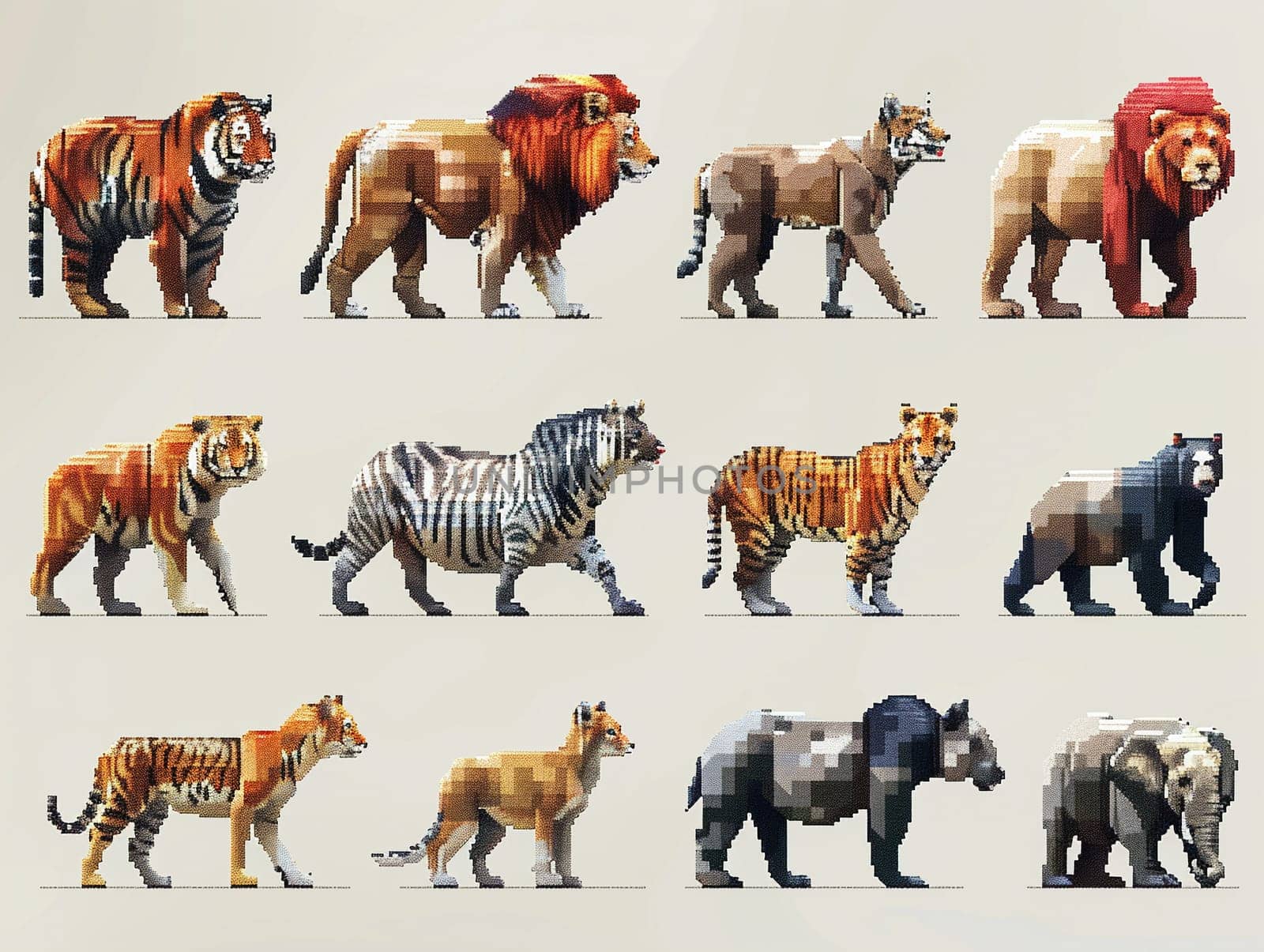 Low-Res Pixel Art of Exotic Animals for an Educational Game Wildlife blurs into educational sprites by Benzoix