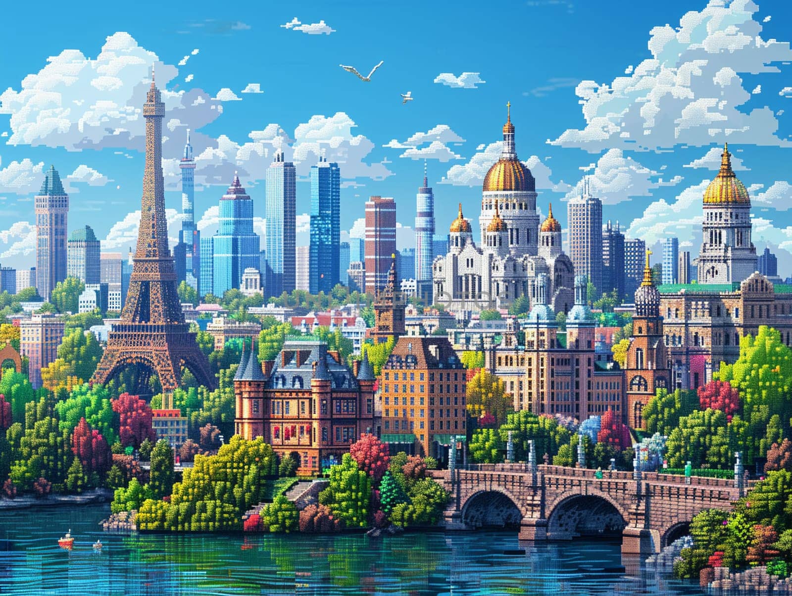 Pixelated World Landmarks for a Global Travel Game, Famous structures reduce to pixels, blurring a pixel tourist's bucket list.