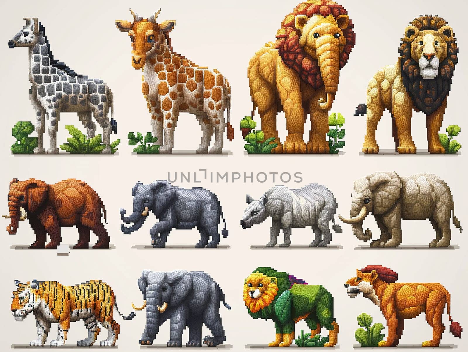 Low-Res Pixel Art of Exotic Animals for an Educational Game Wildlife blurs into educational sprites by Benzoix