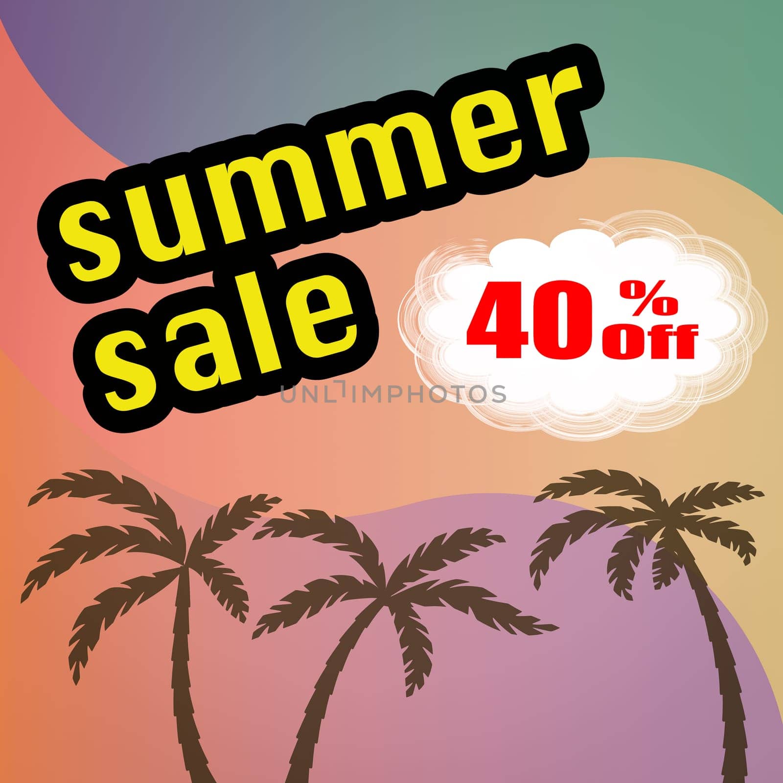 Template for a Summer Sale Discount with tropical colors.