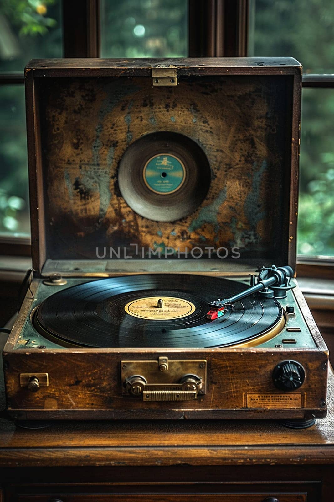 Vintage record player with vinyl, symbolizing the timeless joy of music