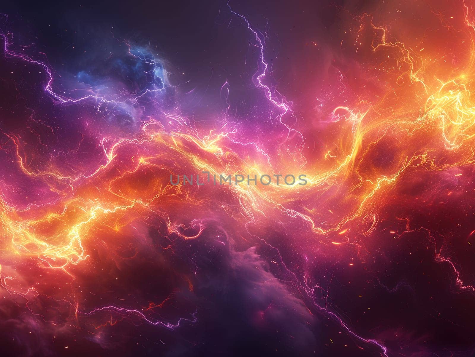 Electricity-themed abstract digital art, showcasing vibrant lightning strikes and energy flows.