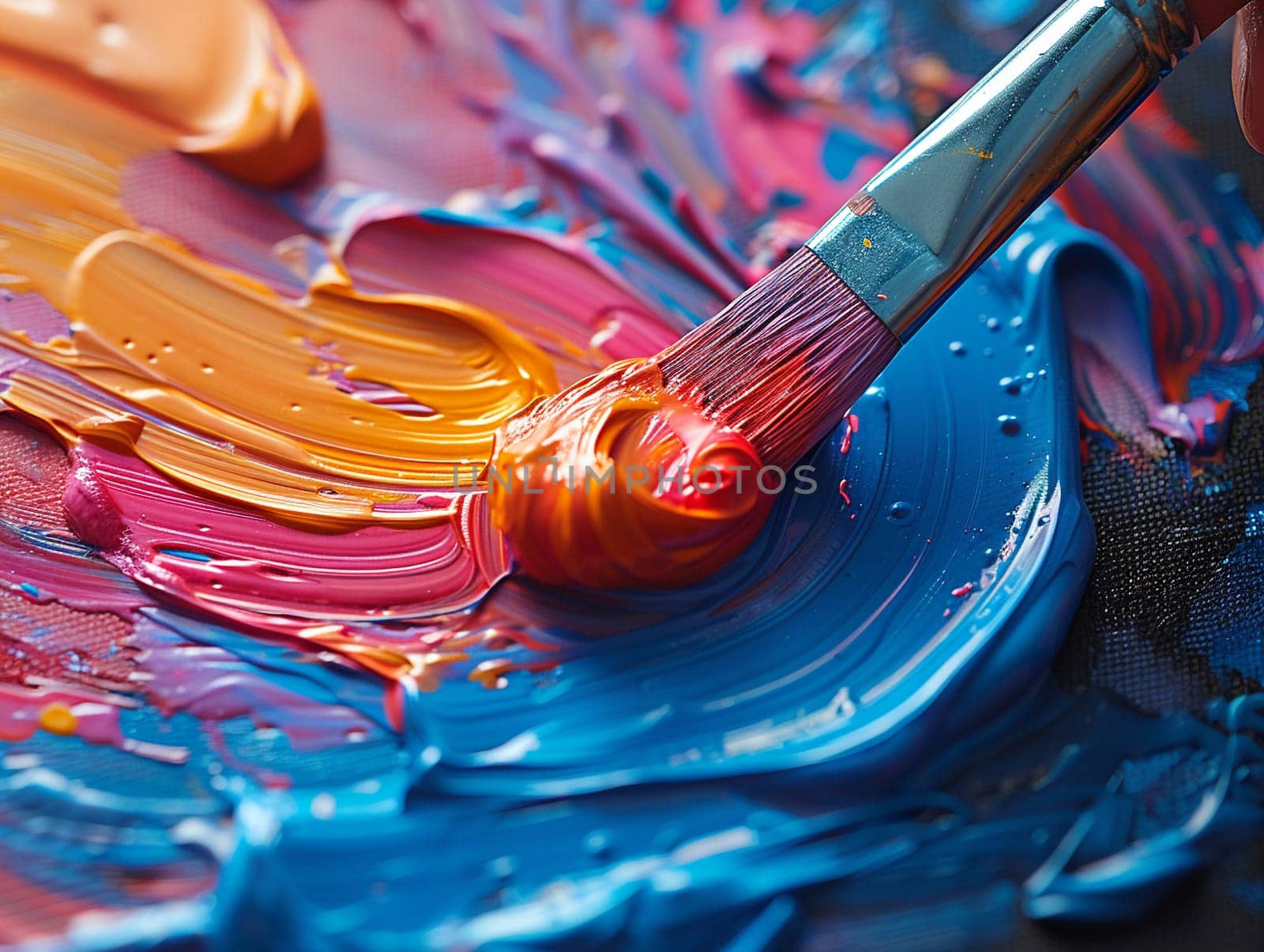 Close-up of mixing paint on an artists palette by Benzoix