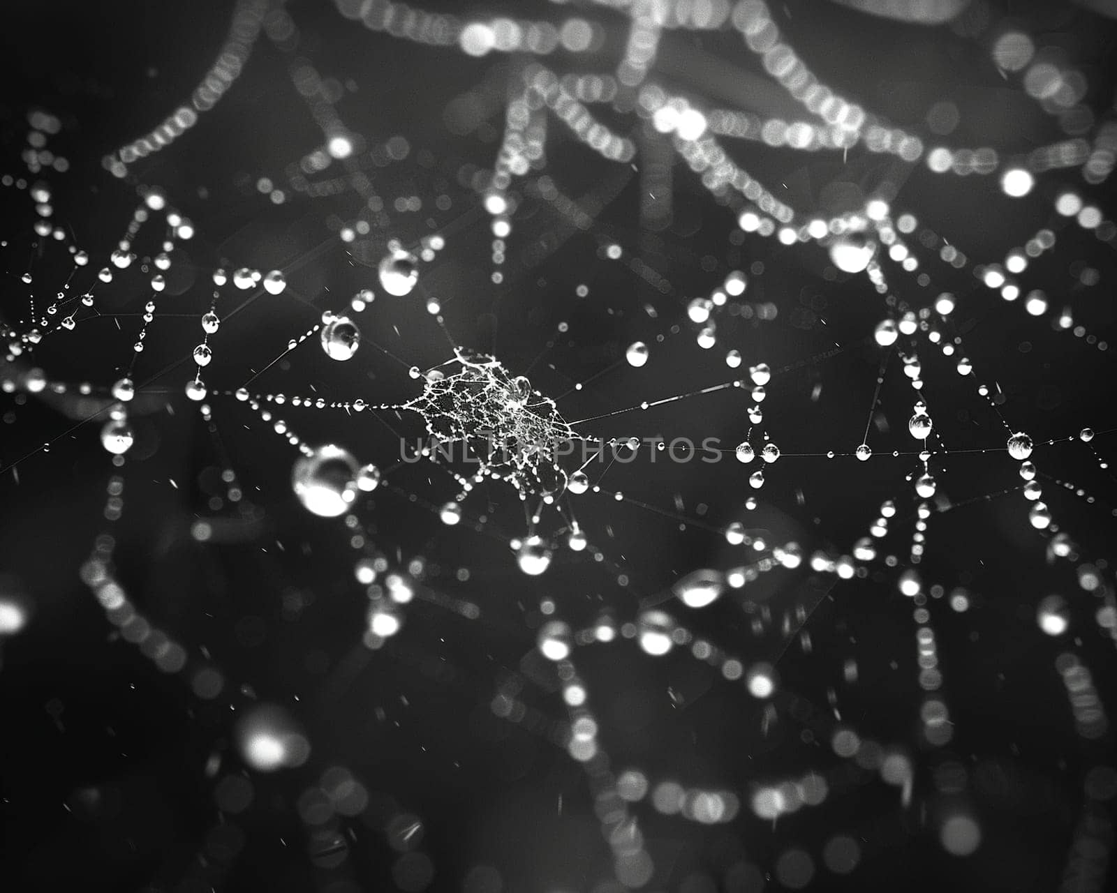 Water droplets on a spider web by Benzoix