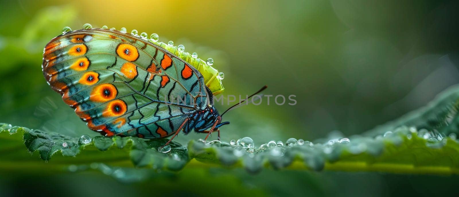 Macro shot of a butterfly emerging from a chrysalis, representing transformation and renewal