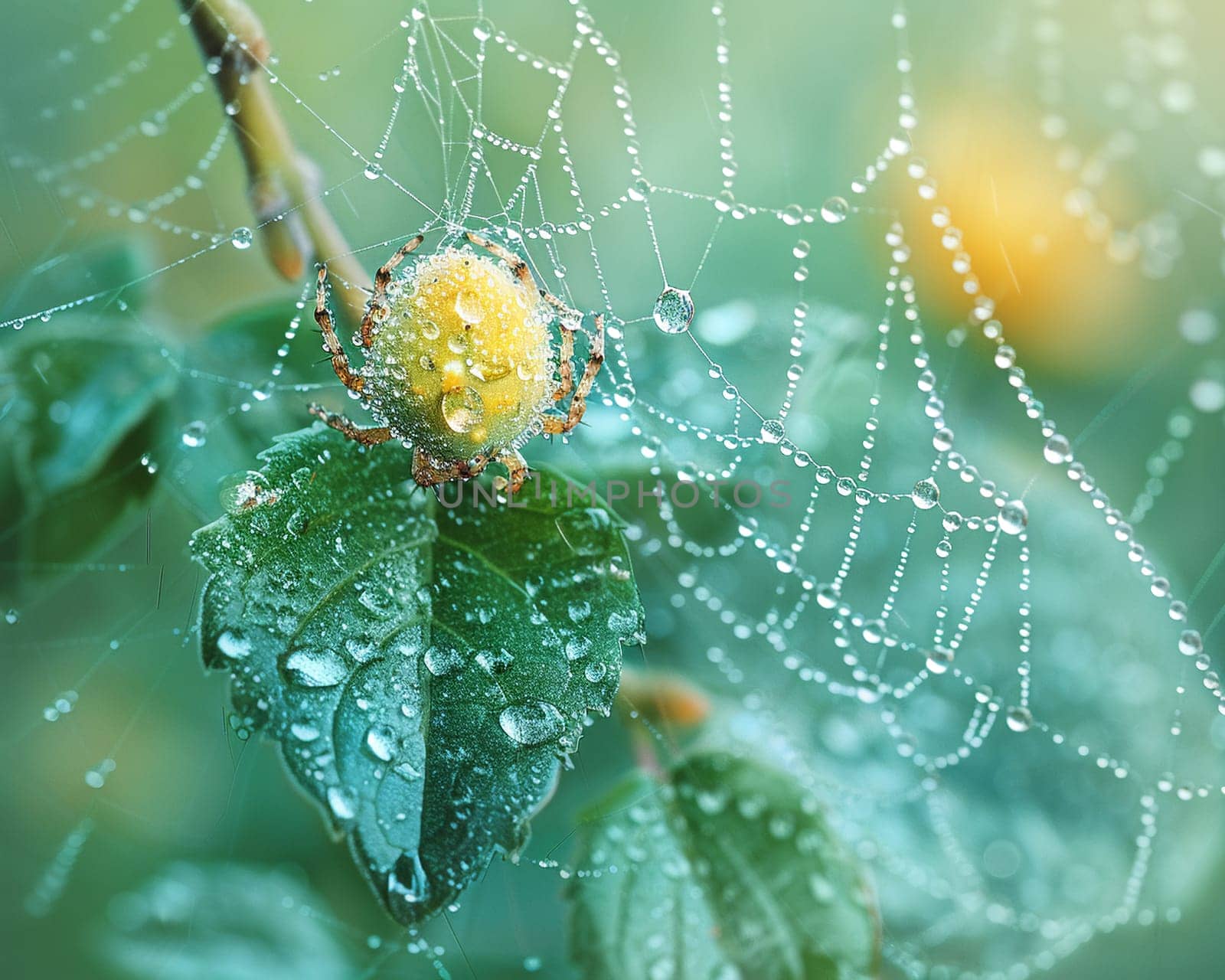 Water droplets on a spider web by Benzoix