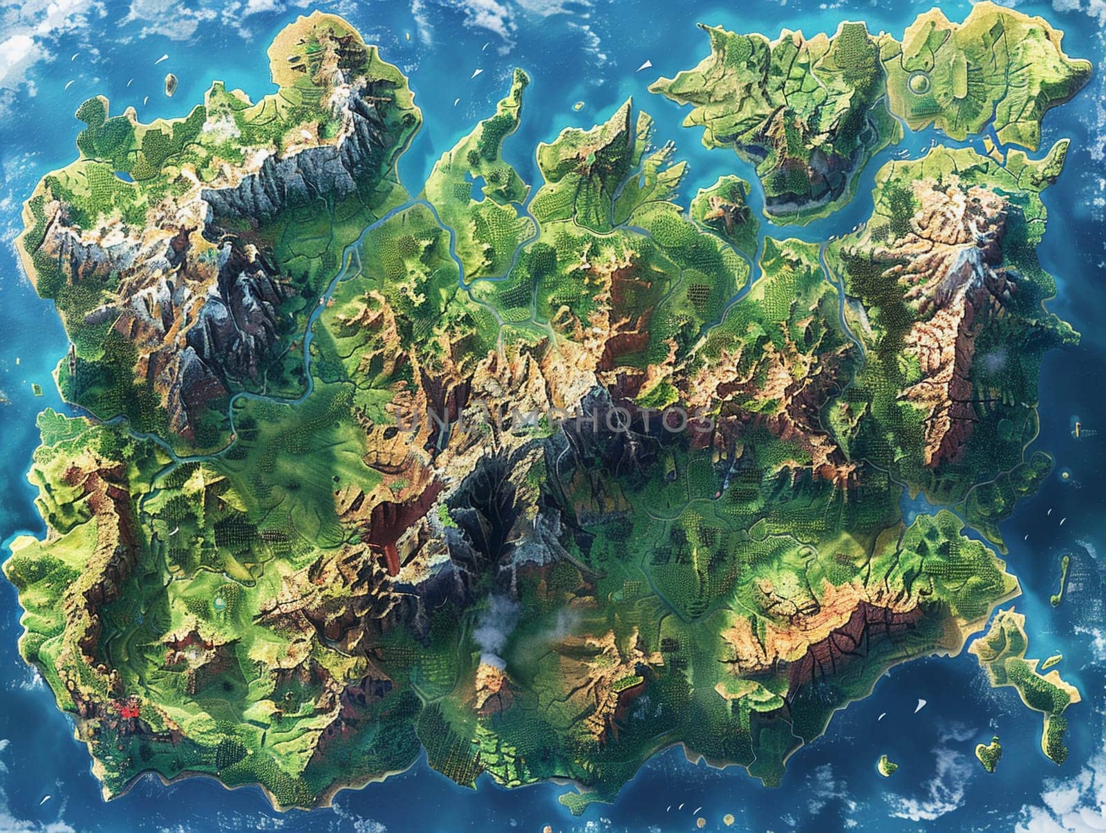 Map of a fictional world with diverse biomes by Benzoix