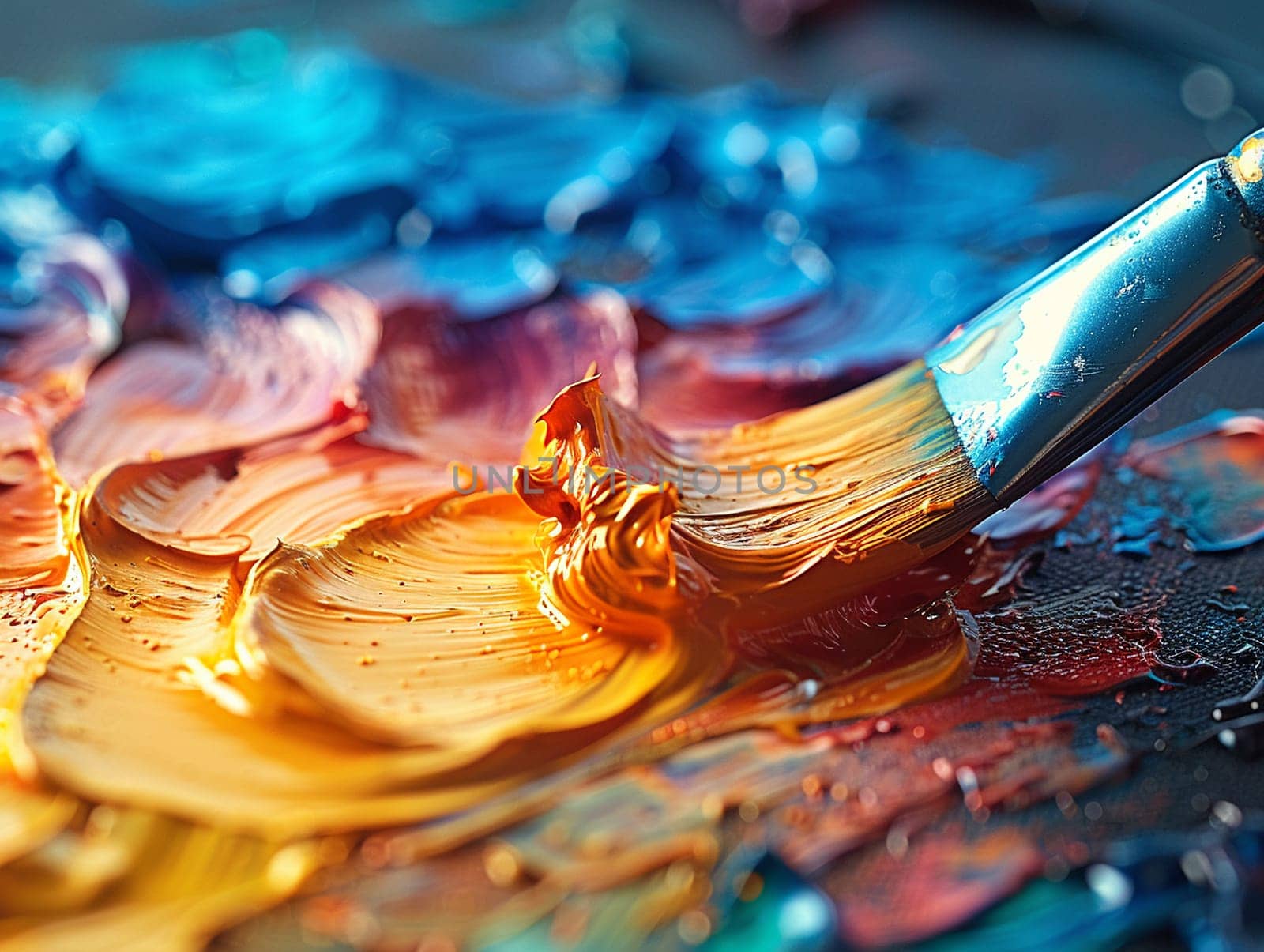 Close-up of mixing paint on an artist's palette, representing the blending of ideas and colors