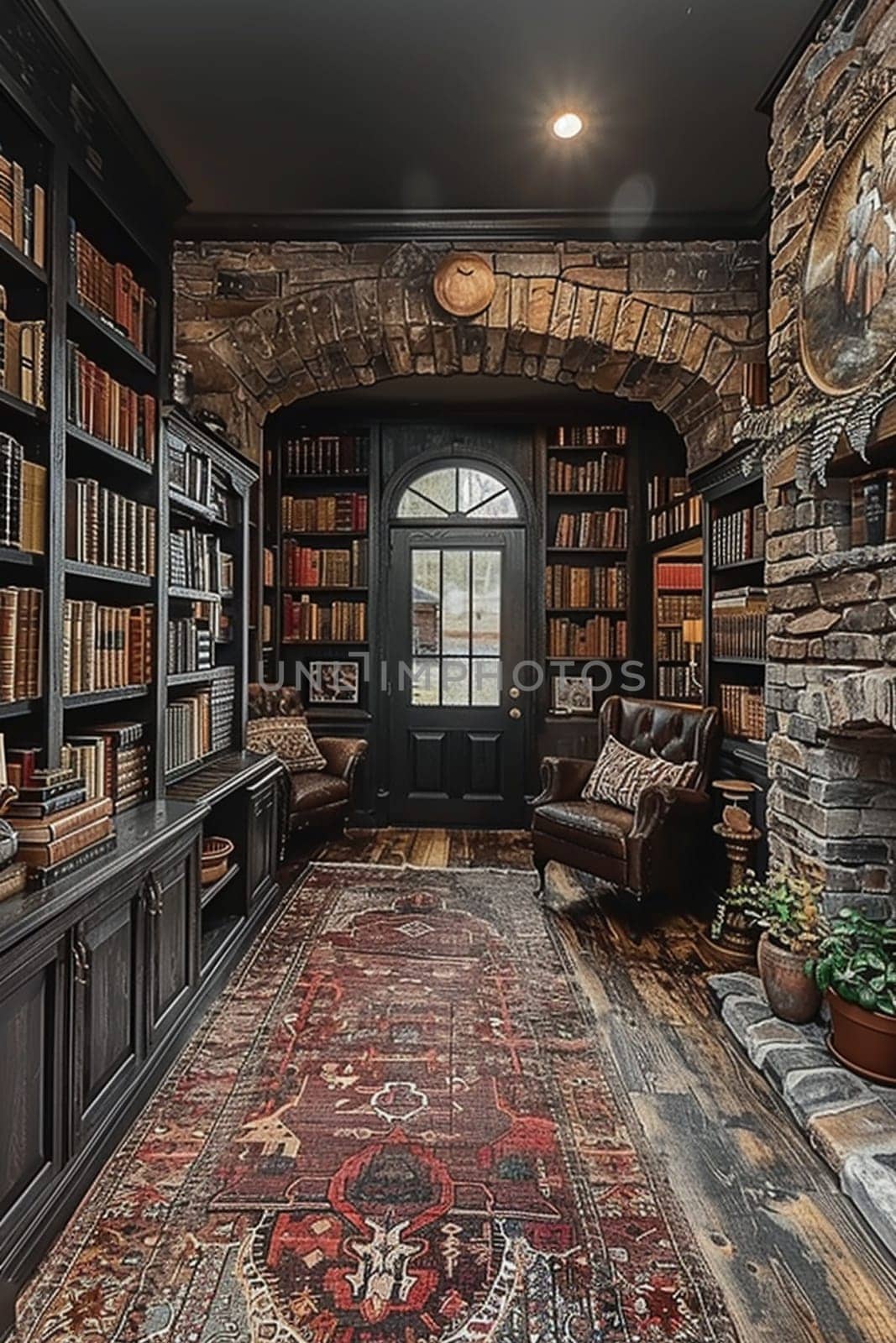 Home library with shelves of books by Benzoix