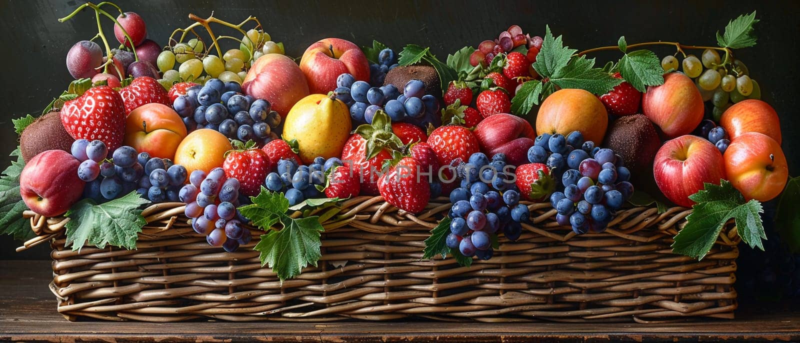 Basket of freshly picked fruit by Benzoix