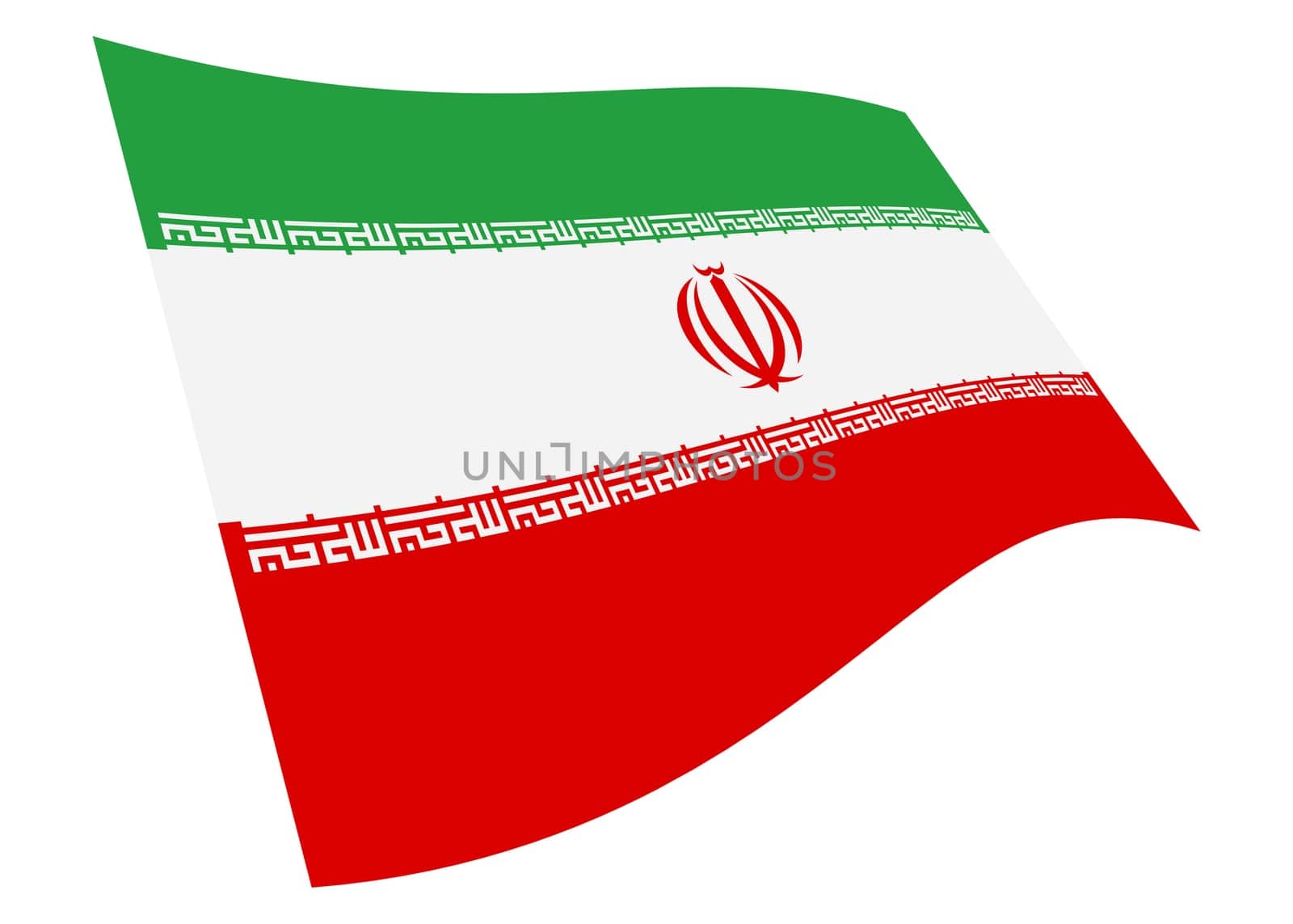 An Iran waving flag 3d illustration isolated on white with clipping path