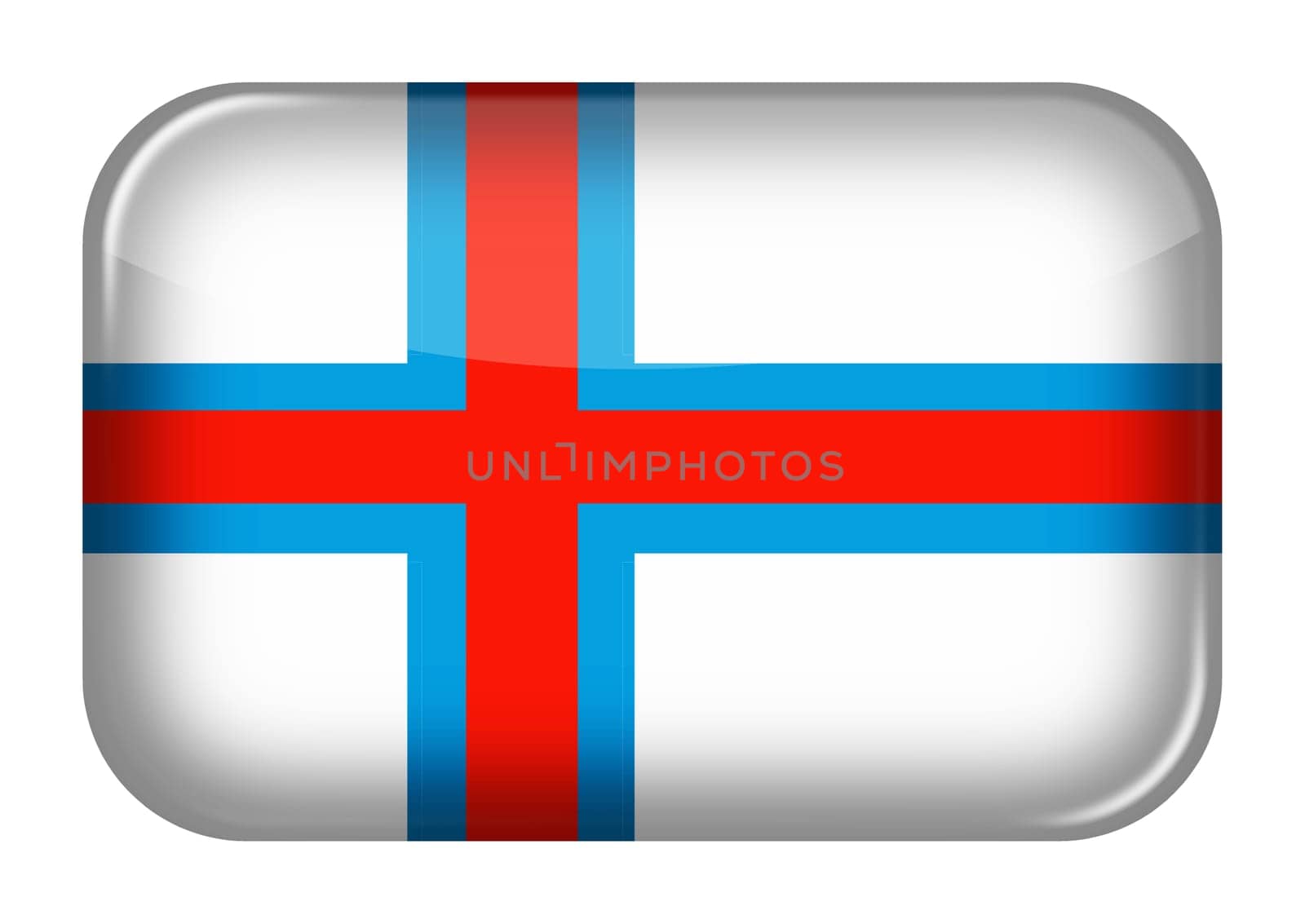 A Faroe Islands web icon rectangle button with clipping path 3d illustration