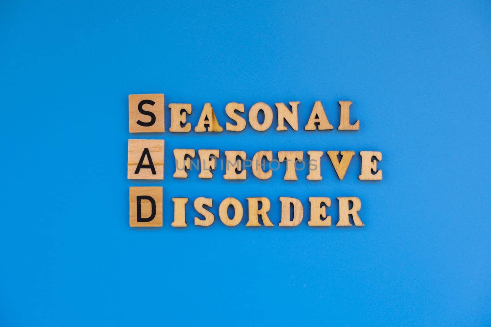 SAD seasonal affective disorder inscription message of mental health illness. Spiritual health problems difficulties pressure. Loneliness need vitamin C exhausted. Imbalance low energy