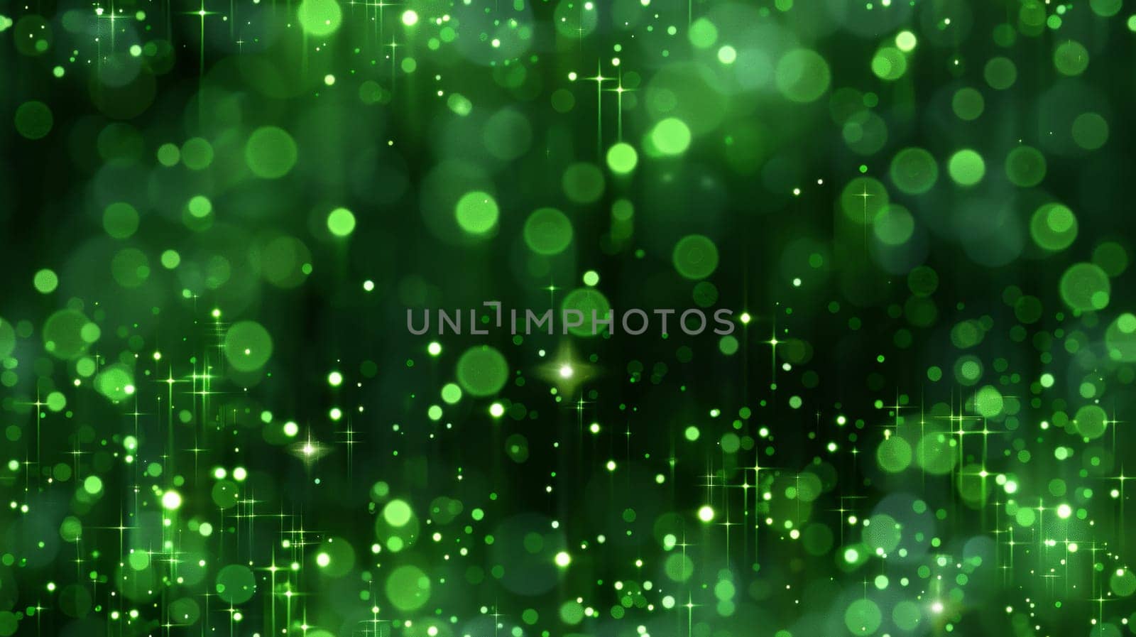A green sustainable abstract background with blurred falling bright dots.