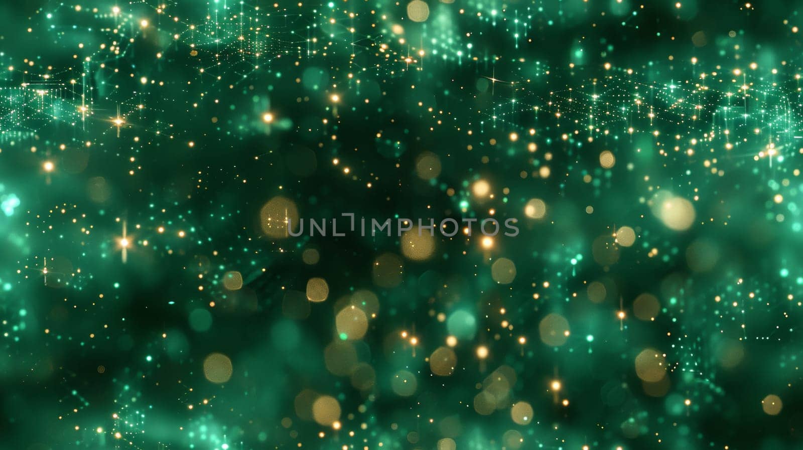 A green abstract background. Scene is bright and festive, evoking feelings of joy.