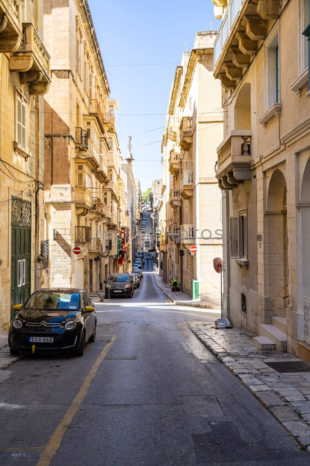 Valletta, Malta, April 03, 2024.  walking in the narrow streets of the city center