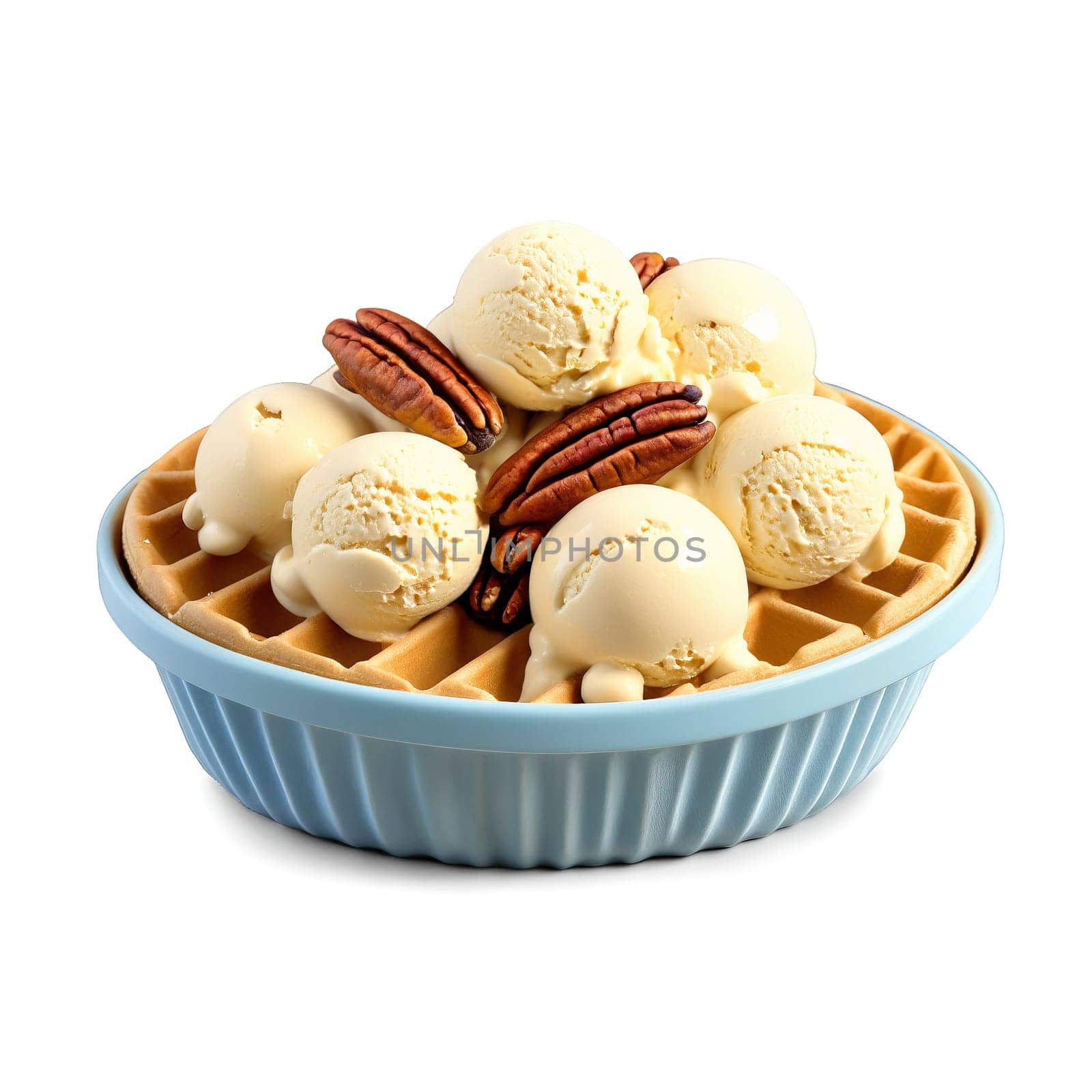 Butter pecan ice cream rich vanilla base toasted pecans throughout in a waffle bowl Summer by panophotograph