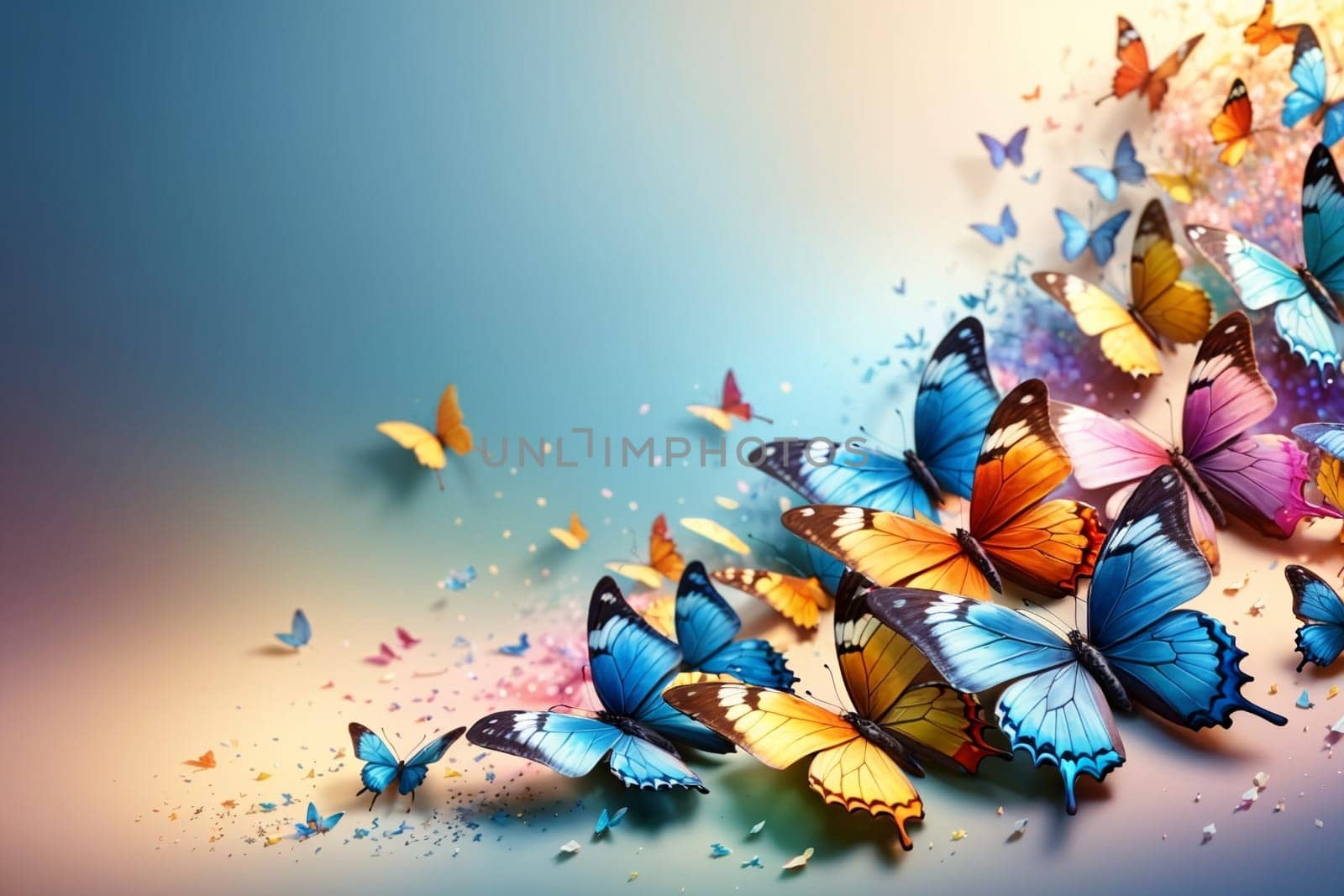 multi-colored bright butterfly in pastel colors by Rawlik