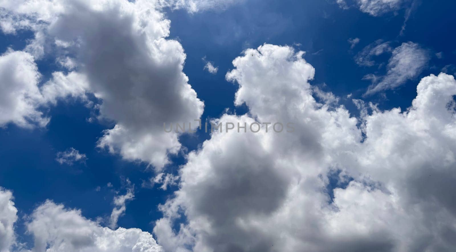 Magnificent beautiful form of cumulonimbus clouds blue sky cloud gradient light white background. Beauty clear cloudy in sunshine calm bright air background by antoksena