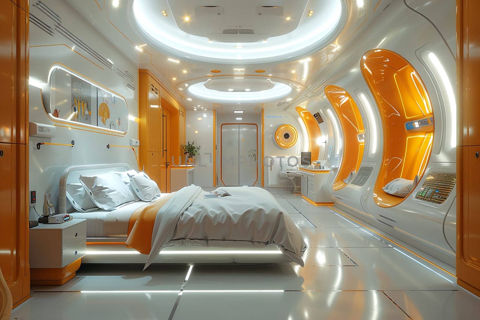 Futuristic hospital room advanced technology, luxury design. Modern medical architecture by Yevhen89
