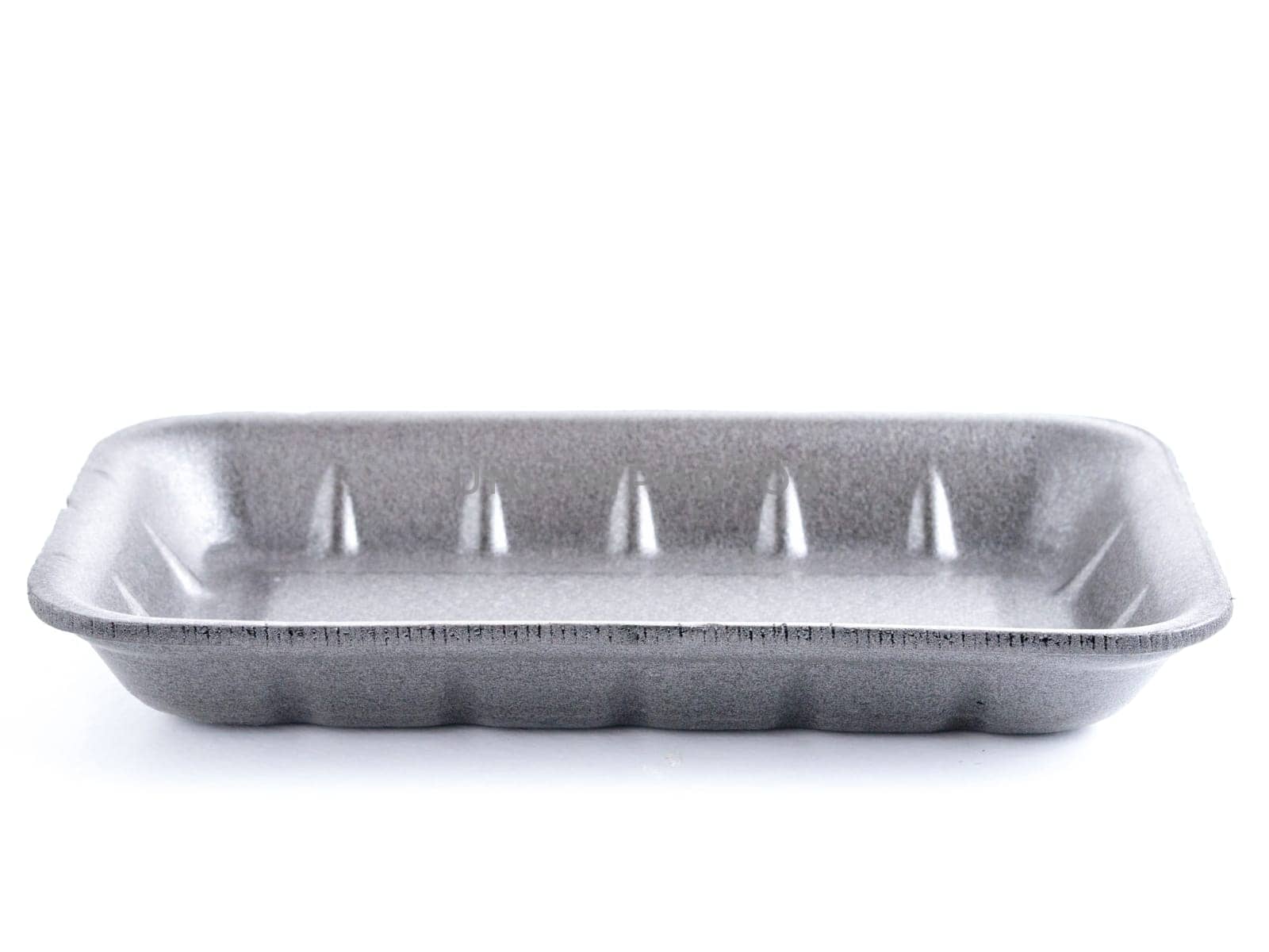 Black empty food tray. Black disposable styrofoam isolated on white background