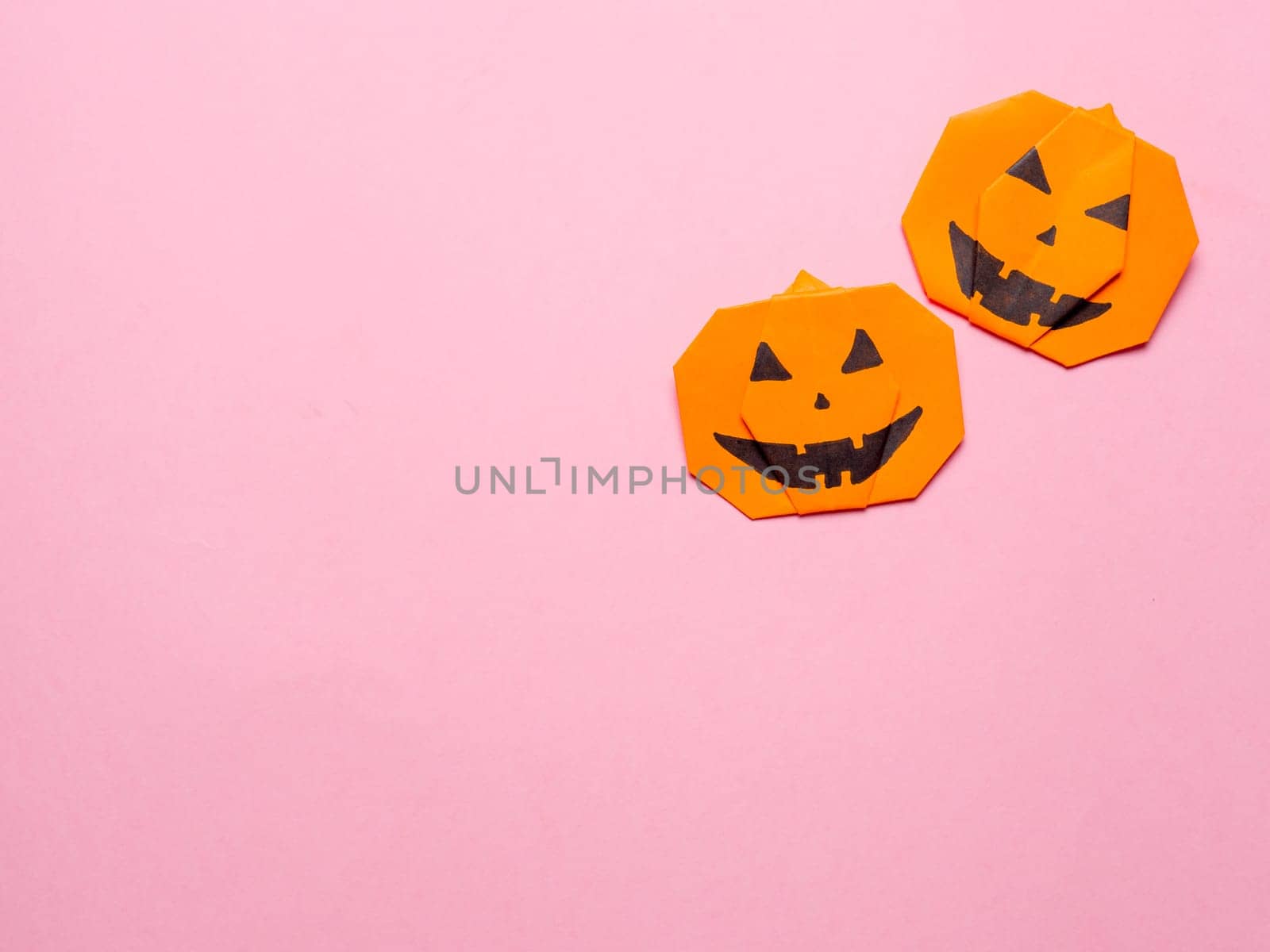 Halloween concept,paper origami pumpkin, copyspace by fascinadora