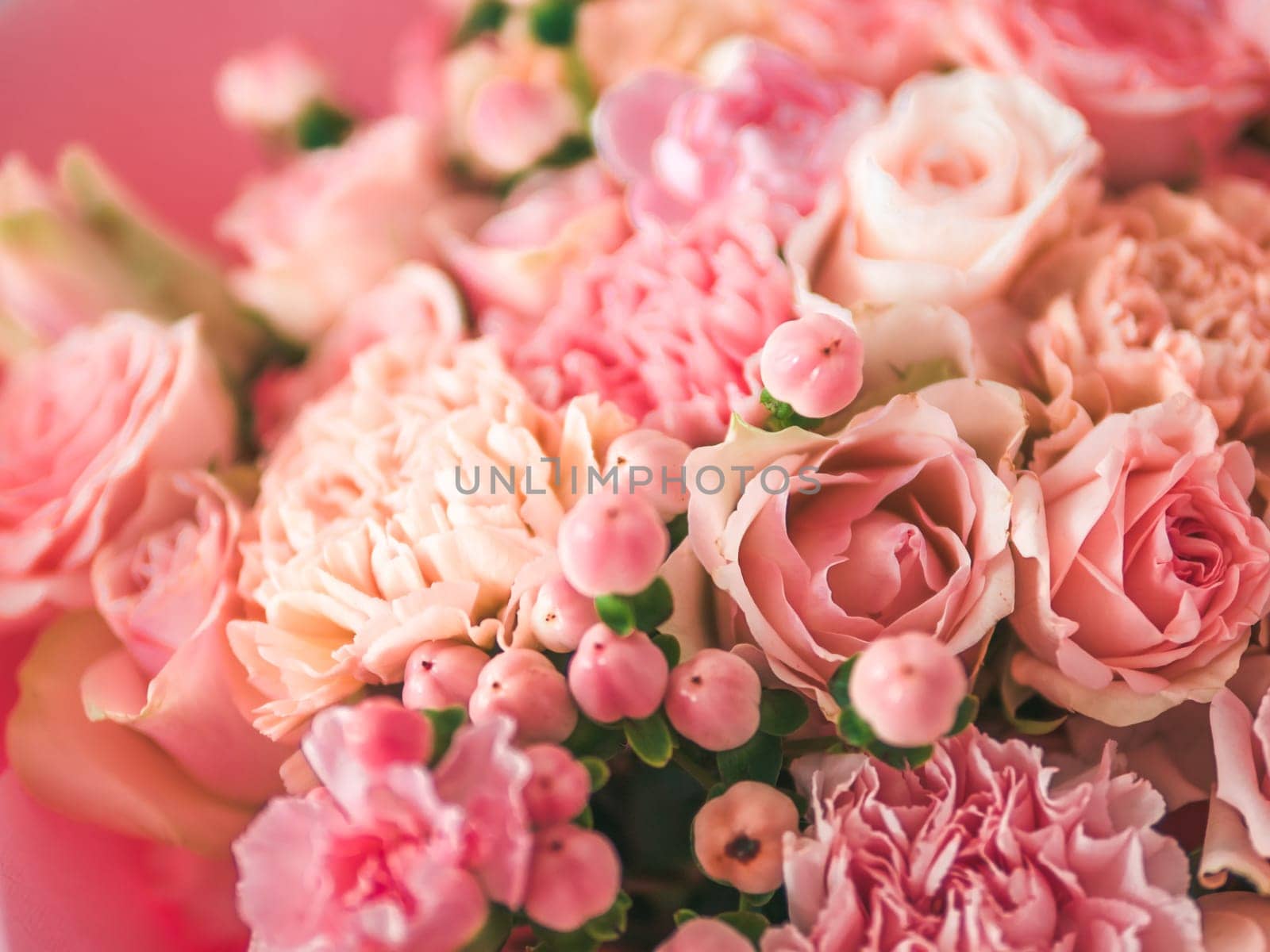 Close up pink bouquet, copy space by fascinadora