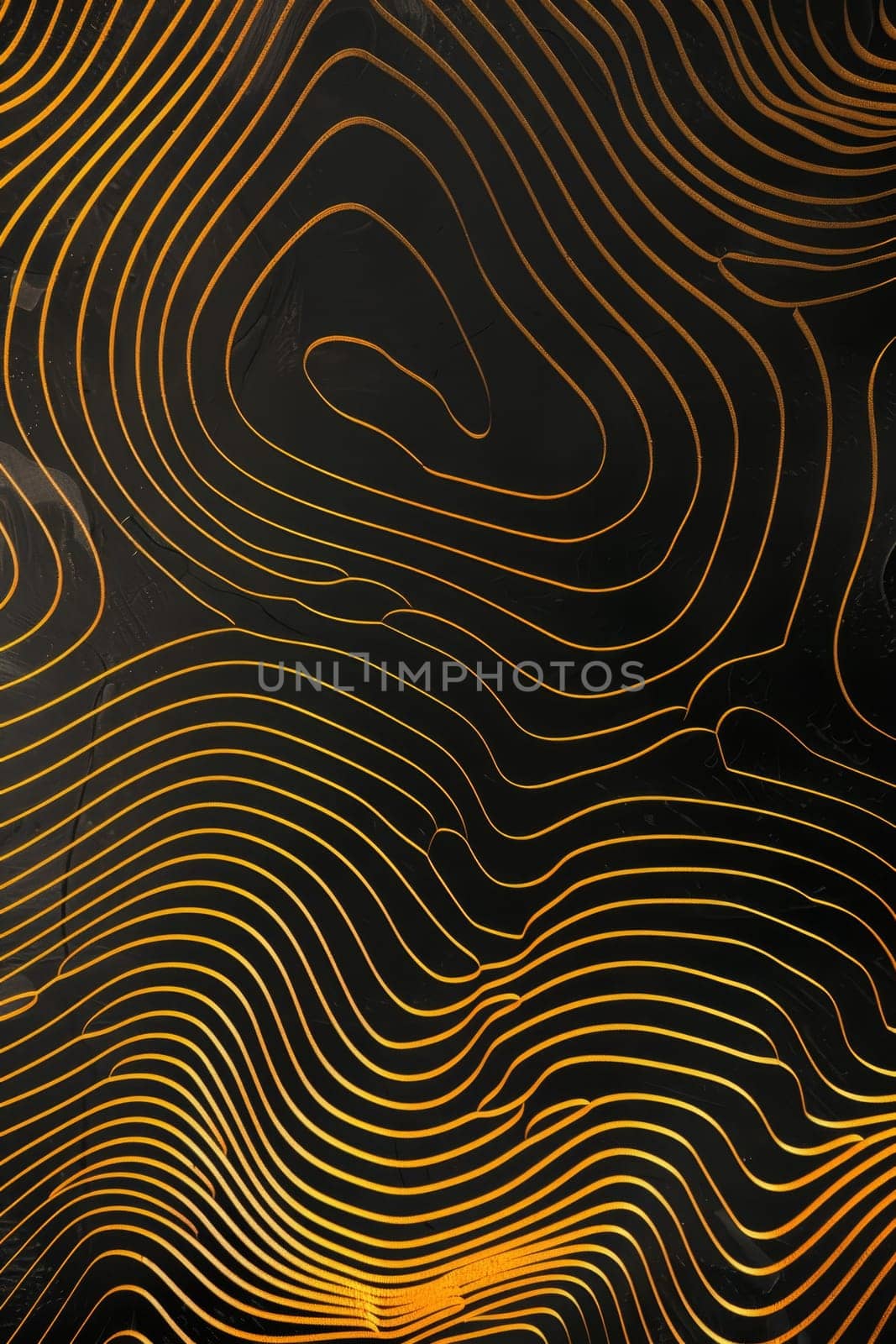 A golden abstract fingerprint on a black background. Illustration.