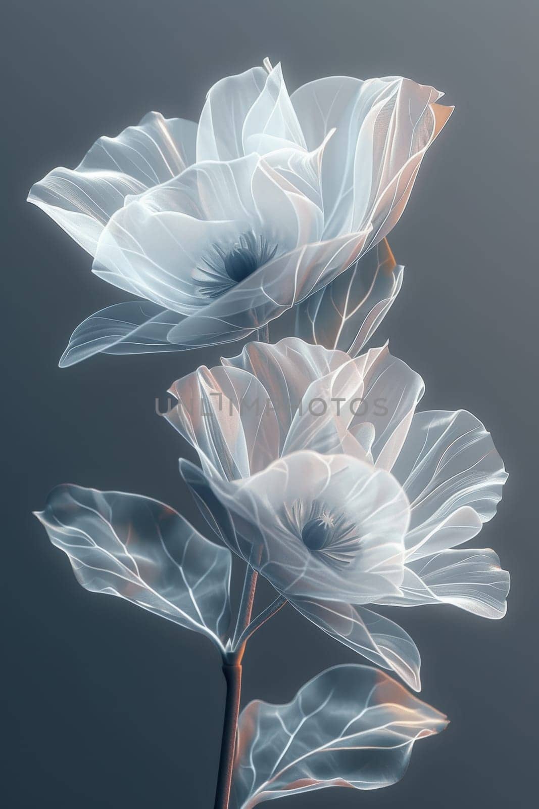 garden flowers on a gray background.