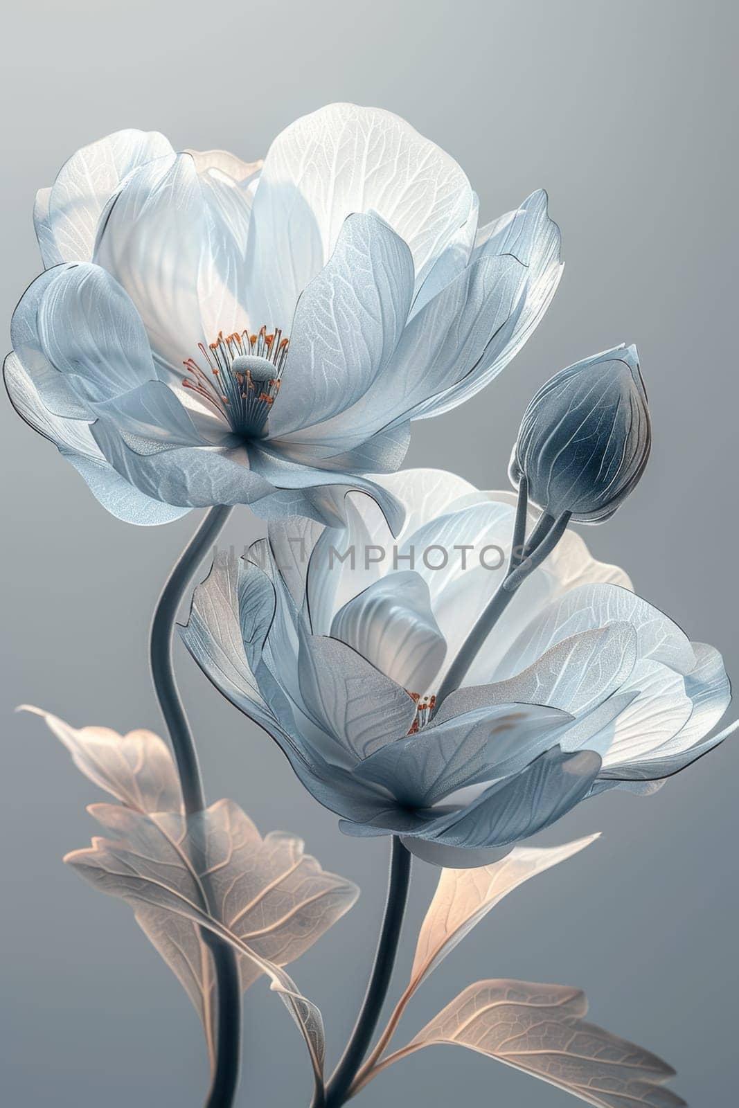 garden flowers on a gray background.