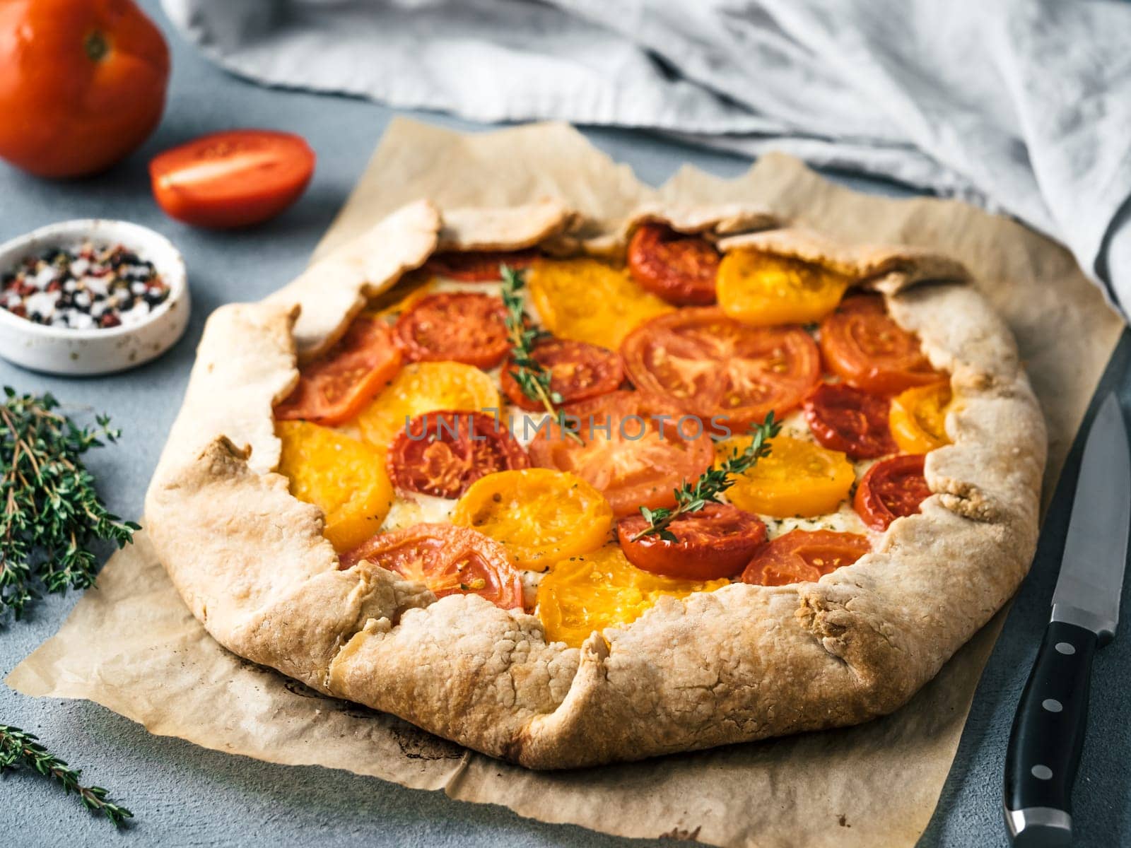 tomatoes and cheese tart or galette by fascinadora