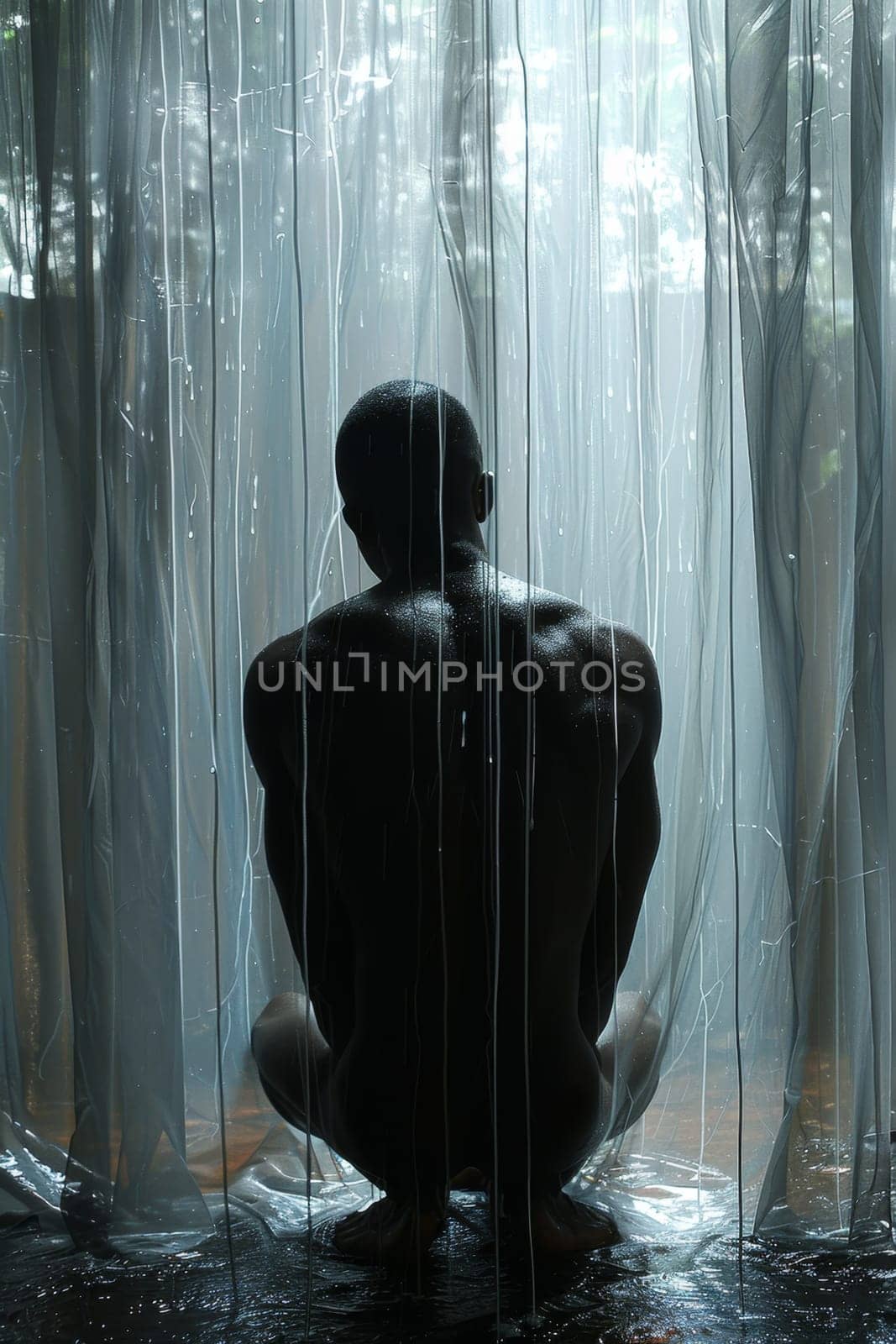 A sad young man sitting on the floor. Post-Traumatic Stress Disorder Awareness Day.