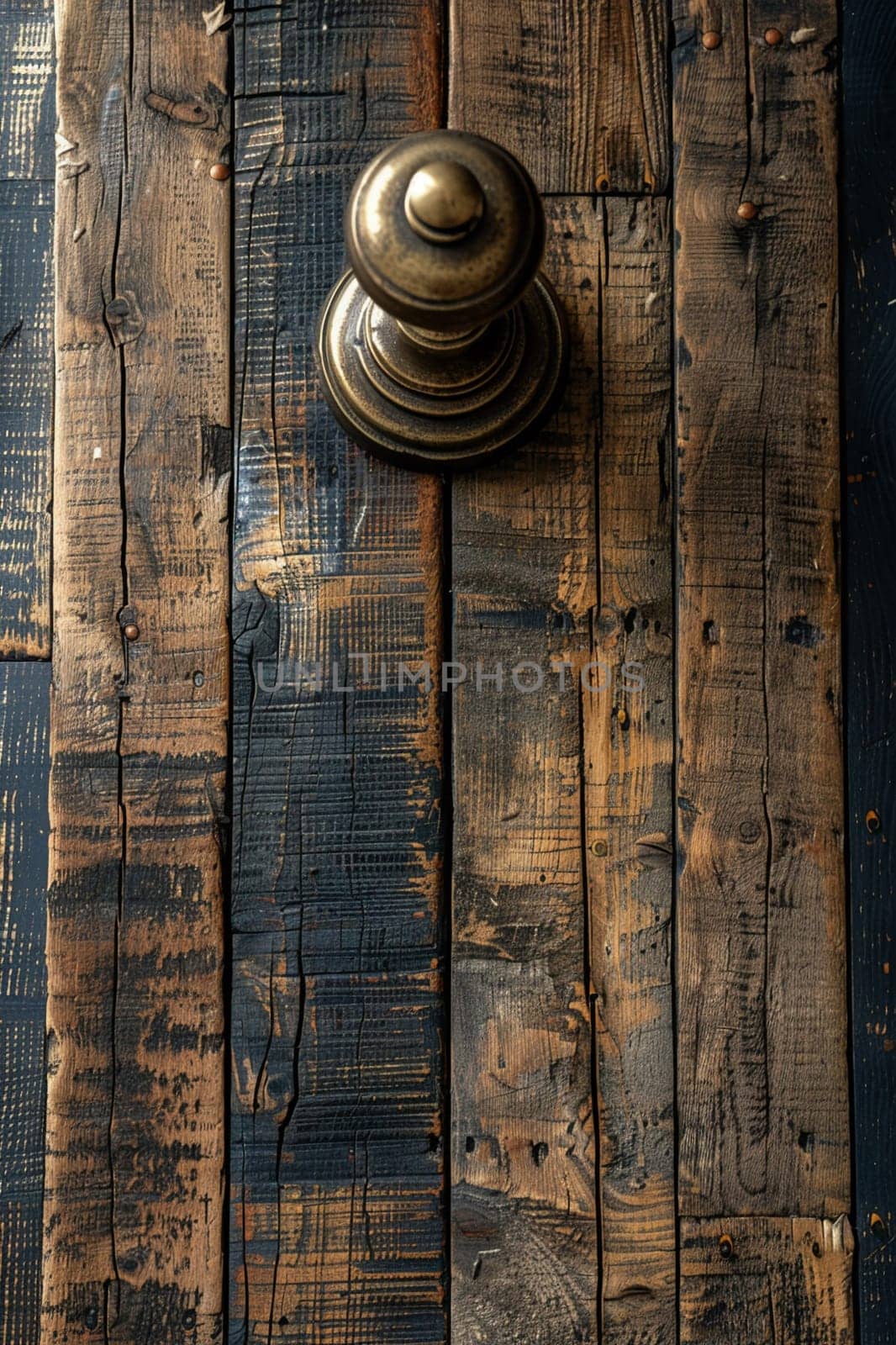Vintage Brass Pedestal on an Antique Wood Table The warm metal tones blend with the rich history of the wooden backdrop by Benzoix