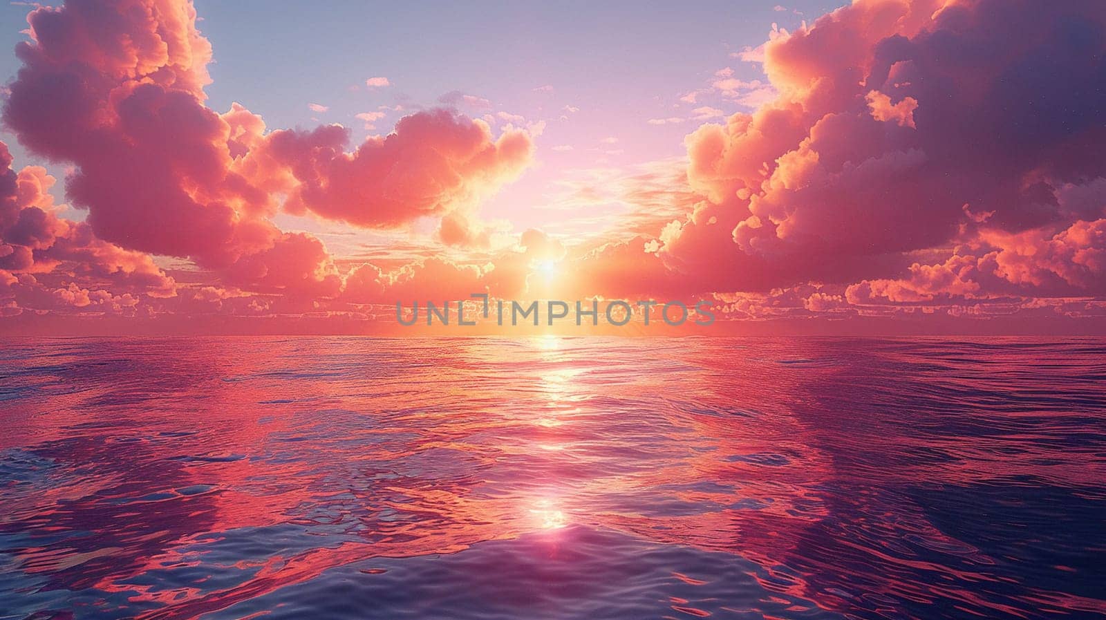 Sunset Reflections on a Calm Ocean Horizon The suns colors blur into the water by Benzoix