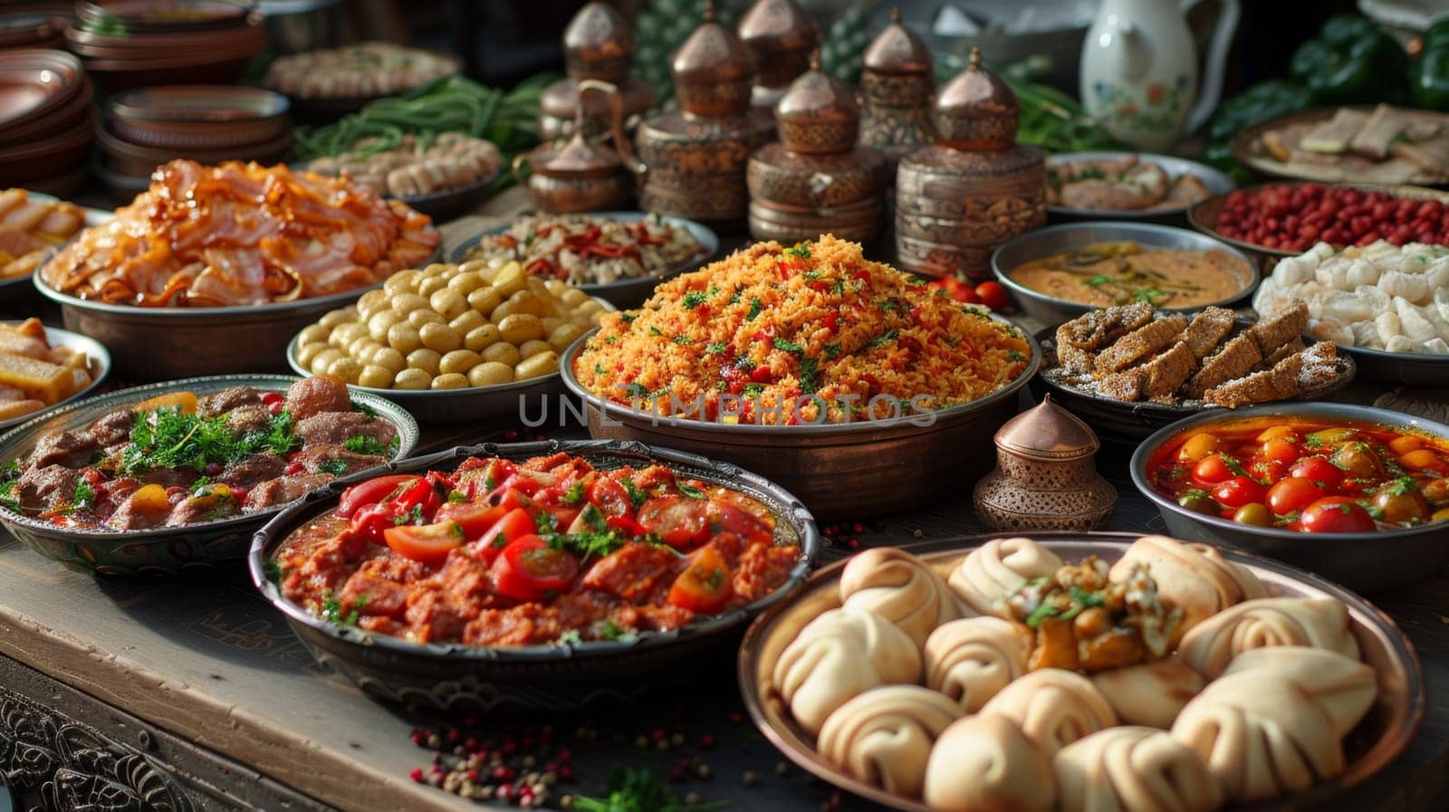 Traditional Middle Eastern food of Arabic cuisine for the Eid al adha holiday.