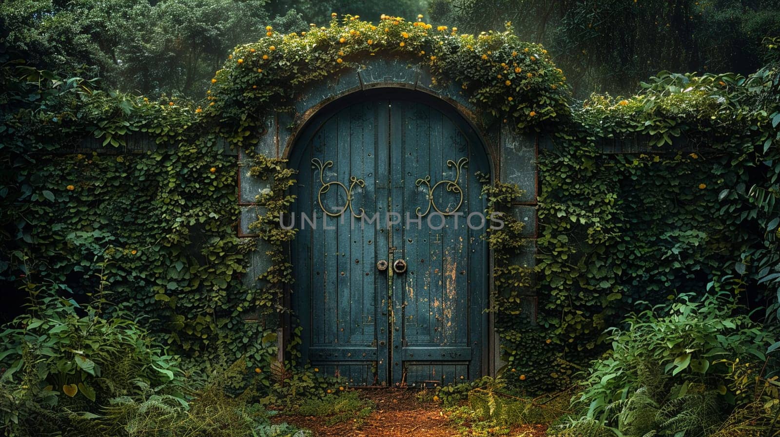 Weathered Garden Gate Opening to a Secret Garden The gate blurs with the green by Benzoix