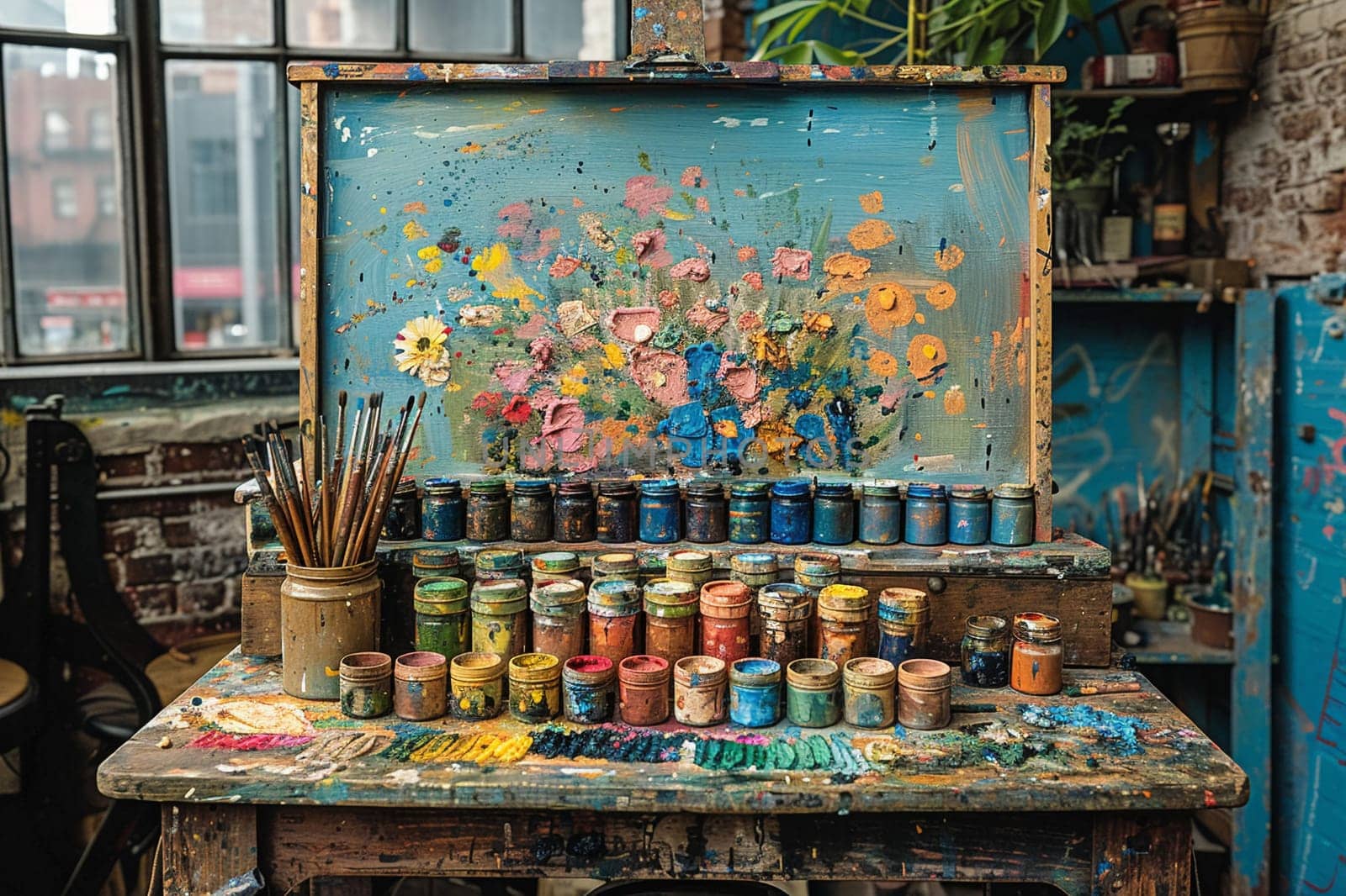 Soft Pastels Adorning an Artists Workbench The colors blur with potential by Benzoix