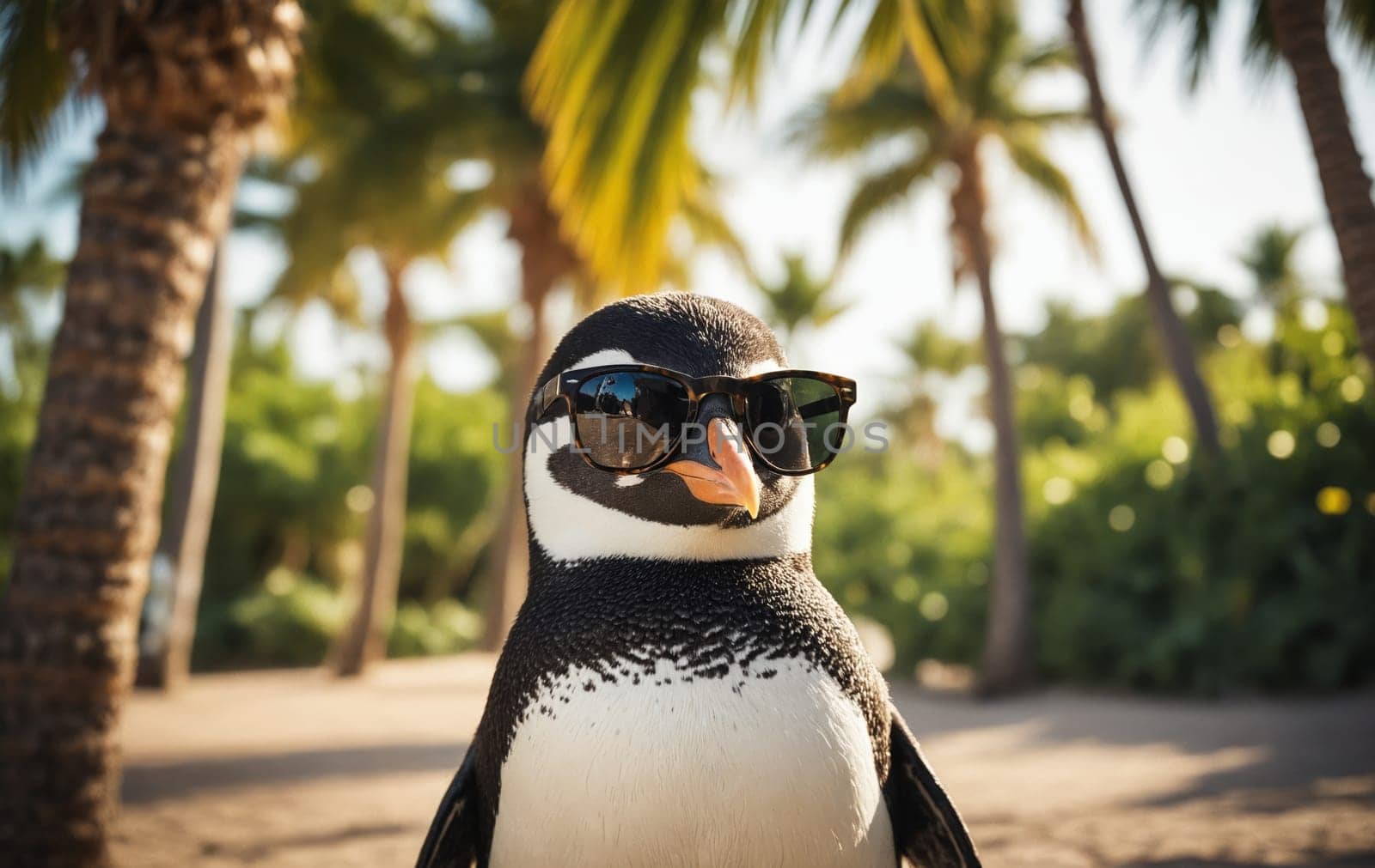 Capture the fun side of penguins in this unique image. Wearing a pair of cool sunglasses, this penguin seems ready for a day out in the sun.