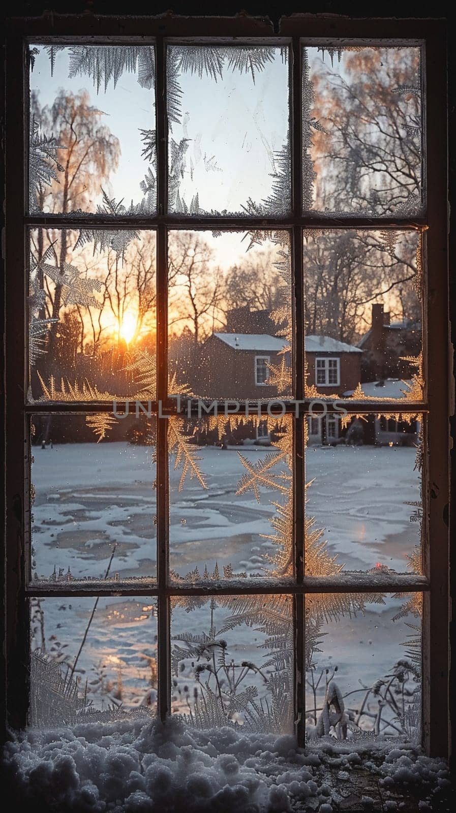 Frosted Windowpane Obscuring a Wintry Morning The frost blurs with light by Benzoix